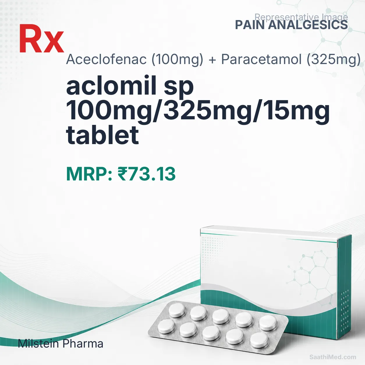 aclomil sp 100mg/325mg/15mg tablet Allopathy (Aceclofenac (100mg)) - Uses in Hindi, Side Effects, Substitutes & Price in India