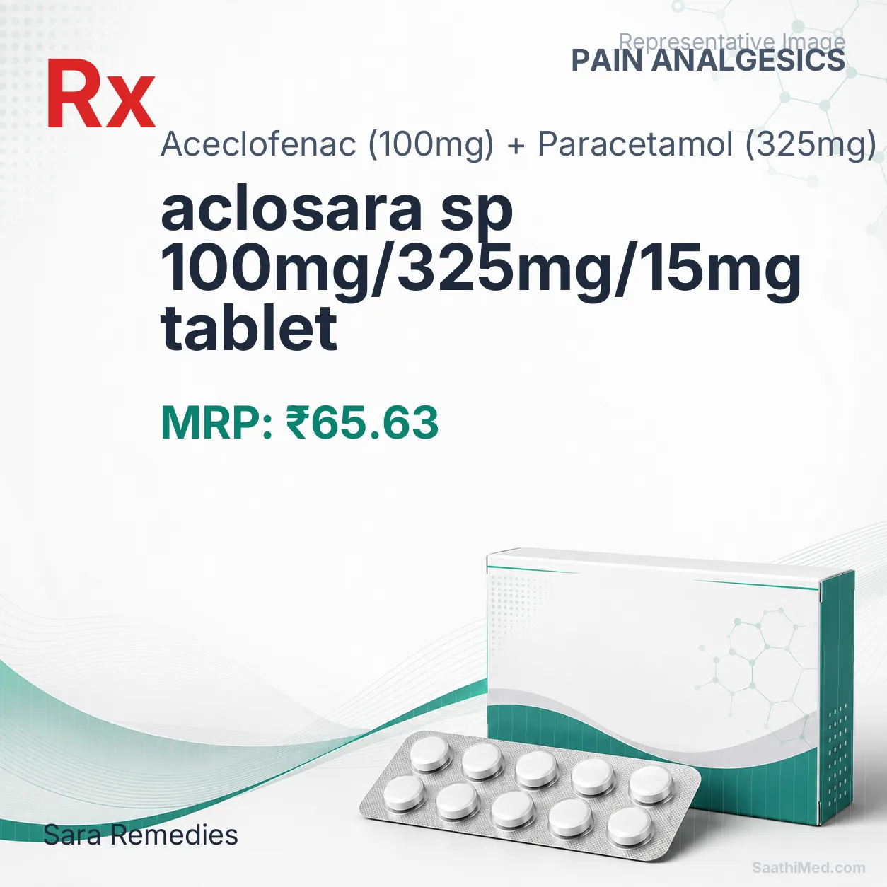 aclosara sp 100mg/325mg/15mg tablet Allopathy (Aceclofenac (100mg)) - Uses in Hindi, Side Effects, Substitutes & Price in India