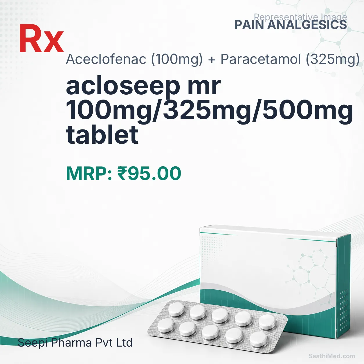 acloseep mr 100mg/325mg/500mg tablet Allopathy (Aceclofenac (100mg)) - Uses in Hindi, Side Effects, Substitutes & Price in India