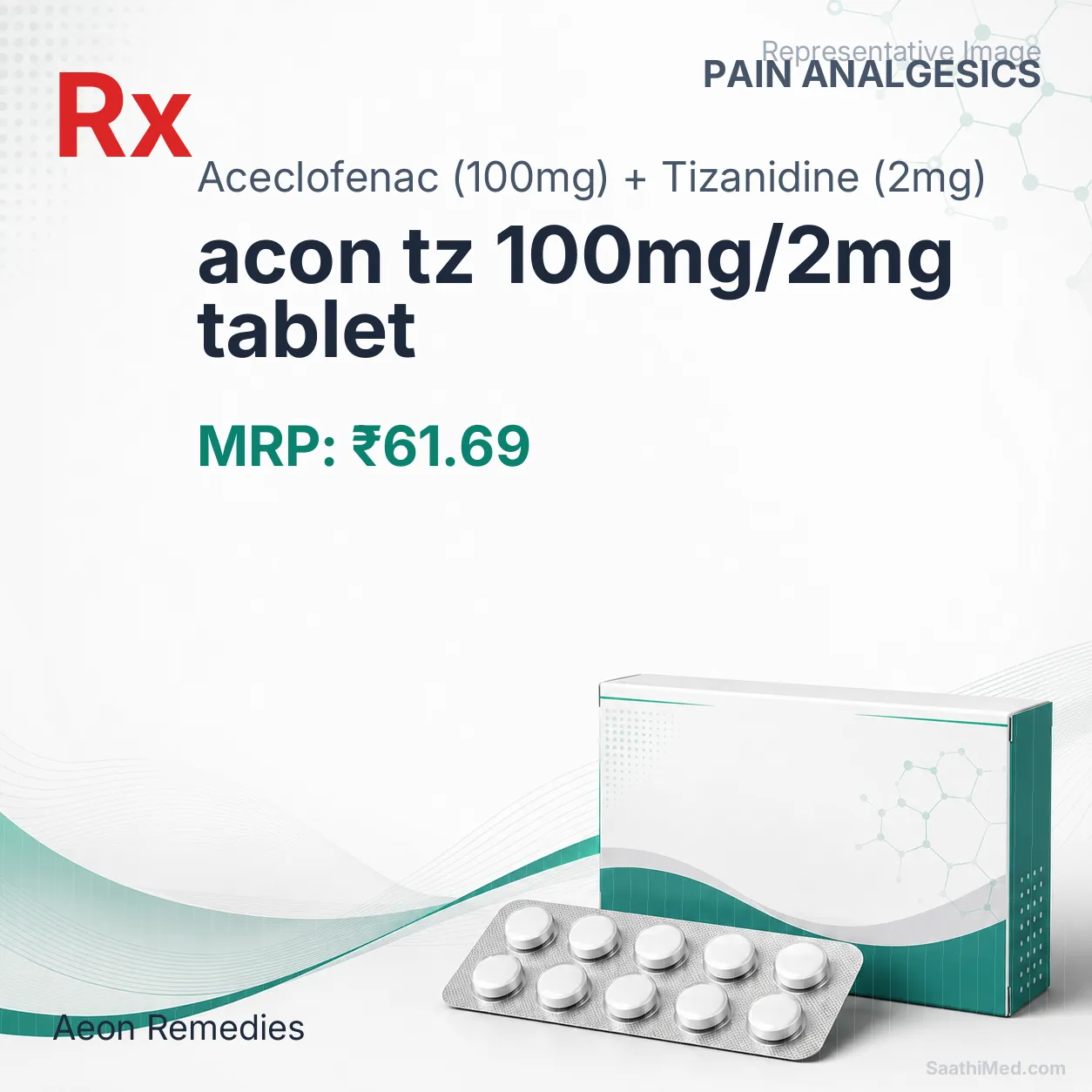 acon tz 100mg/2mg tablet Allopathy (Aceclofenac (100mg)) - Uses in Hindi, Side Effects, Substitutes & Price in India