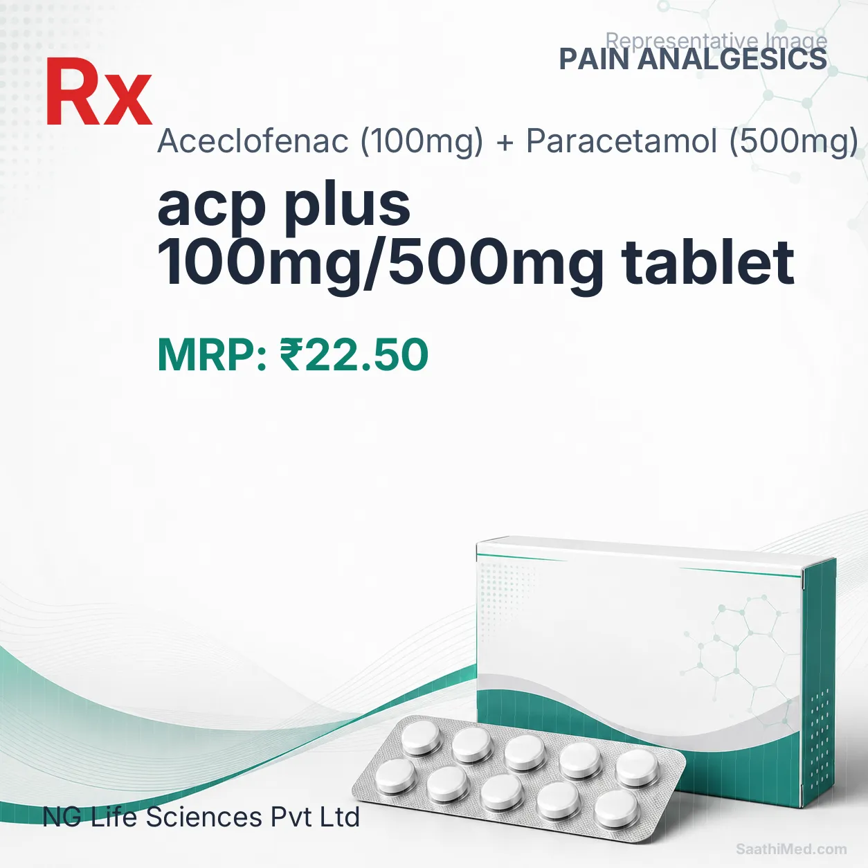 acp plus 100mg/500mg tablet Allopathy (Aceclofenac (100mg)) - Uses in Hindi, Side Effects, Substitutes & Price in India