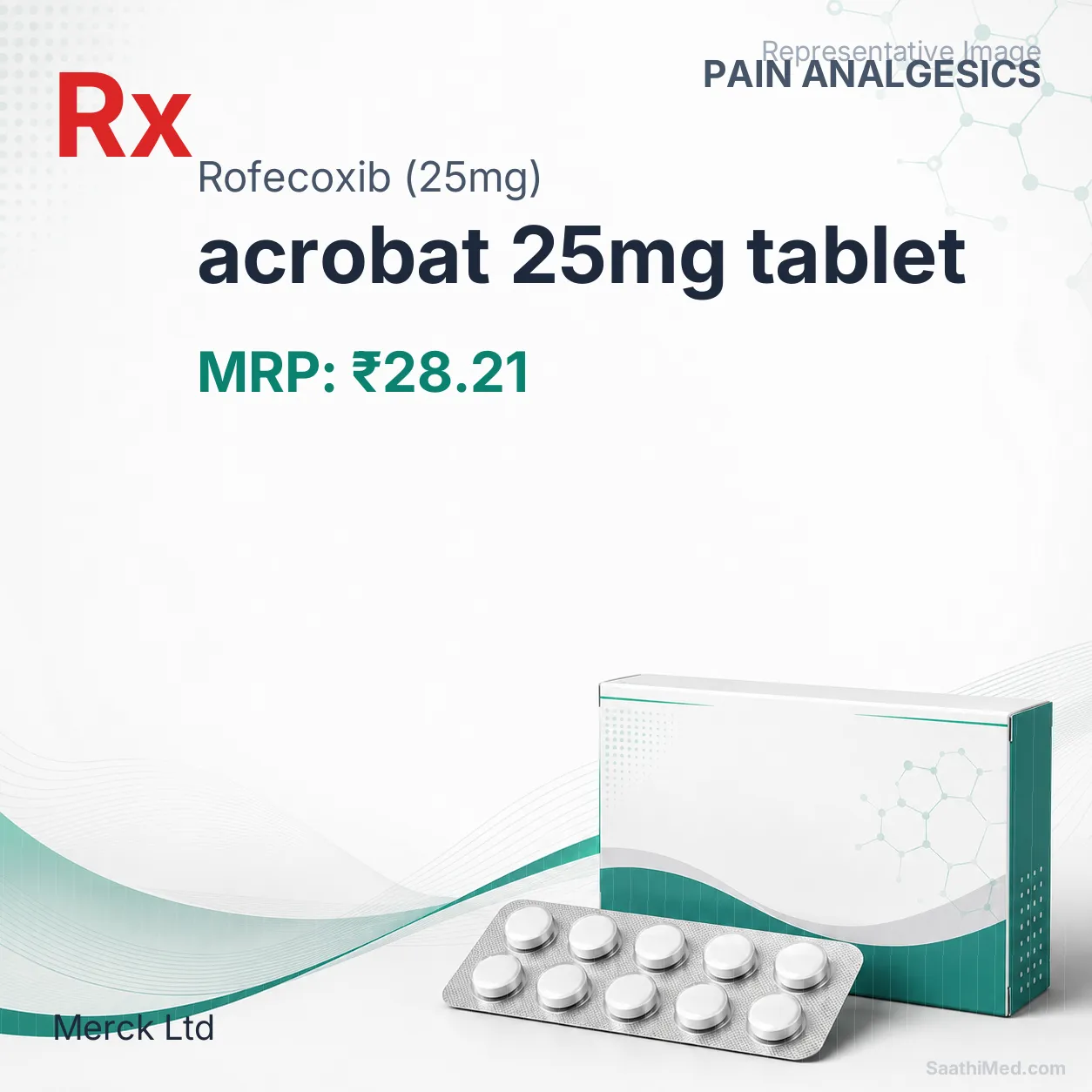 acrobat 25mg tablet Allopathy (Rofecoxib (25mg)) - Uses in Hindi, Side Effects, Substitutes & Price in India