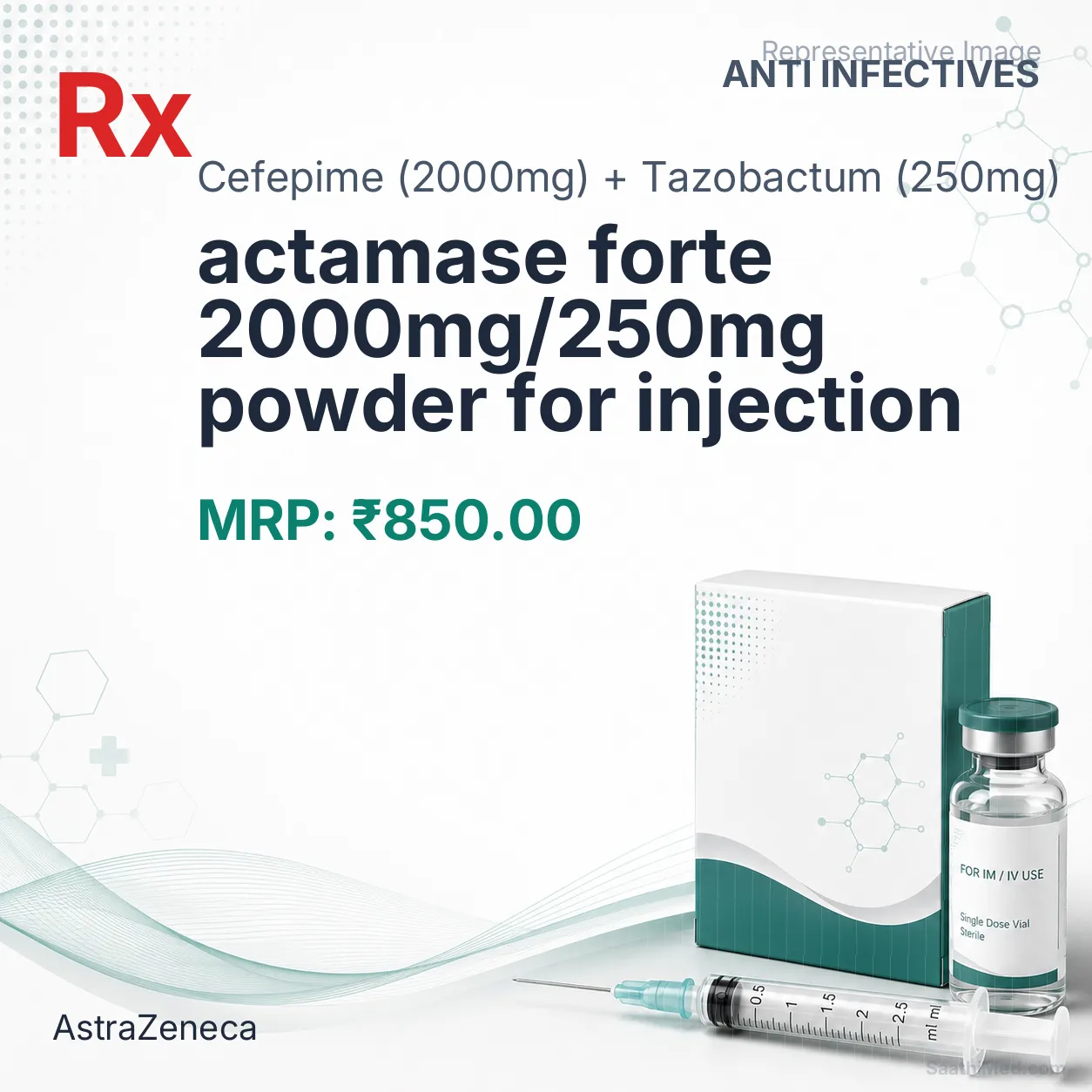 actamase forte 2000mg/250mg powder for injection Allopathy (Cefepime (2000mg)) - Uses in Hindi, Side Effects, Substitutes & Price in India