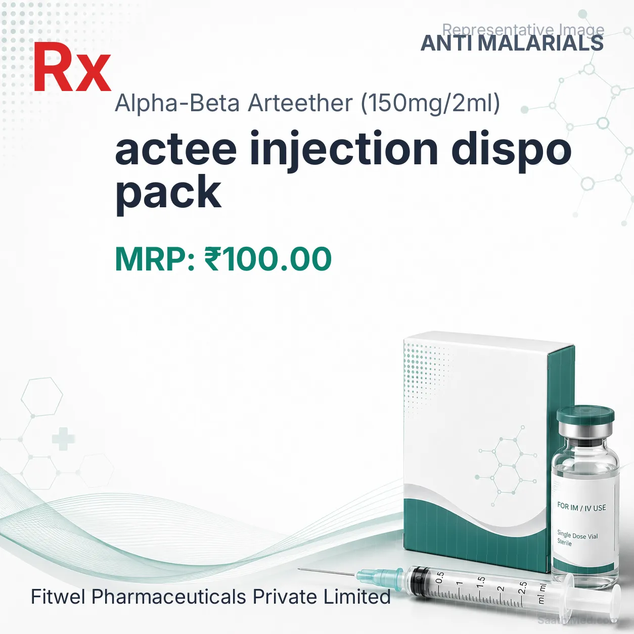 actee injection dispo pack Allopathy (Alpha-Beta Arteether (150mg/2ml)) - Uses in Hindi, Side Effects, Substitutes & Price in India