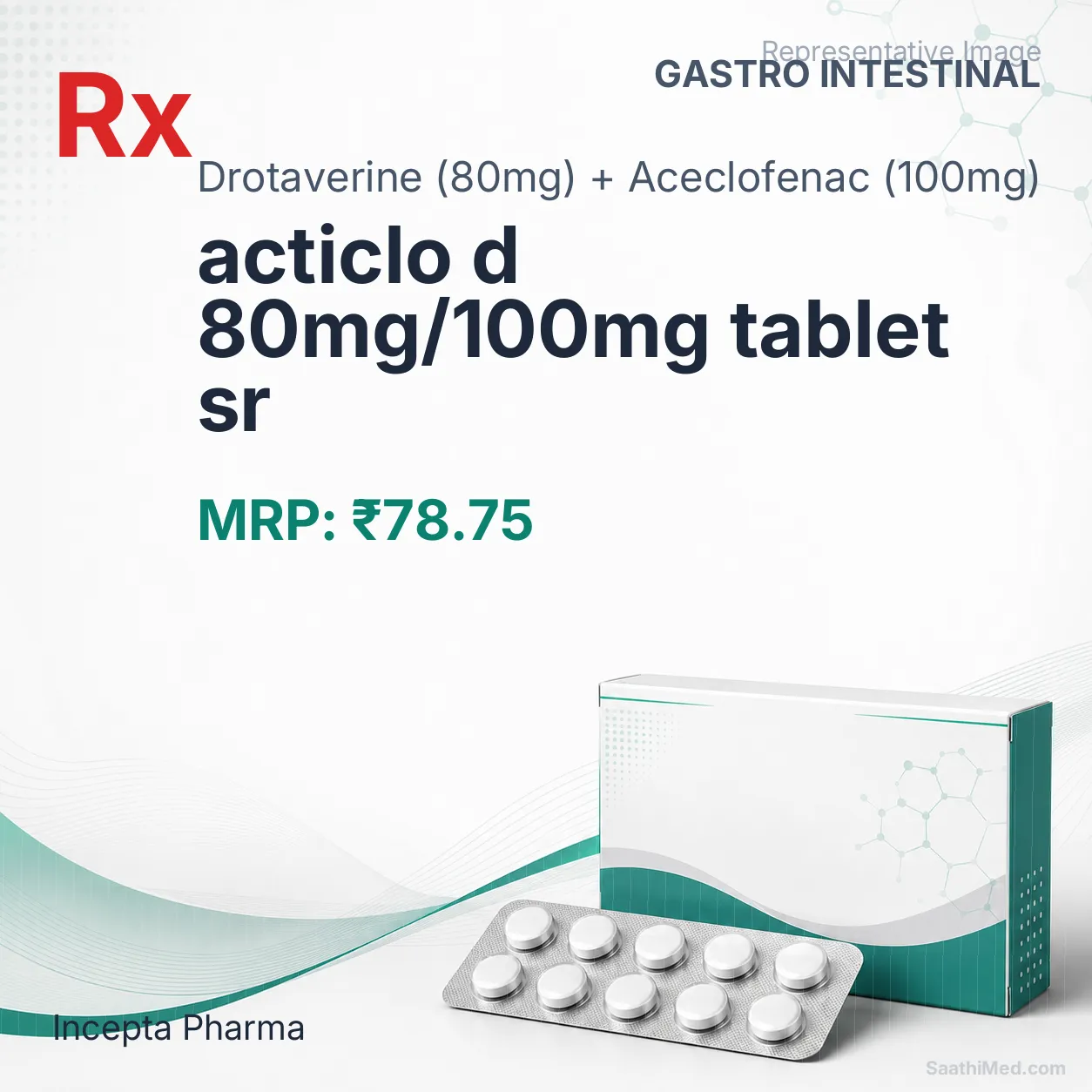 acticlo d 80mg/100mg tablet sr Allopathy (Drotaverine (80mg)) - Uses in Hindi, Side Effects, Substitutes & Price in India