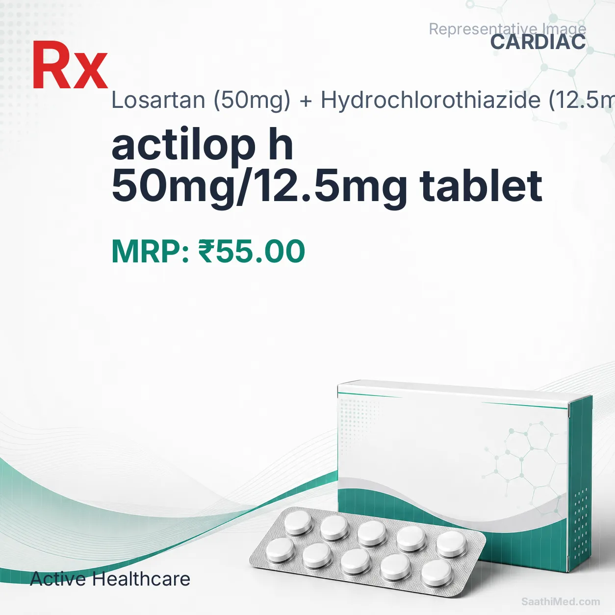 actilop h 50mg/12.5mg tablet Allopathy (Losartan (50mg)) - Uses in Hindi, Side Effects, Substitutes & Price in India