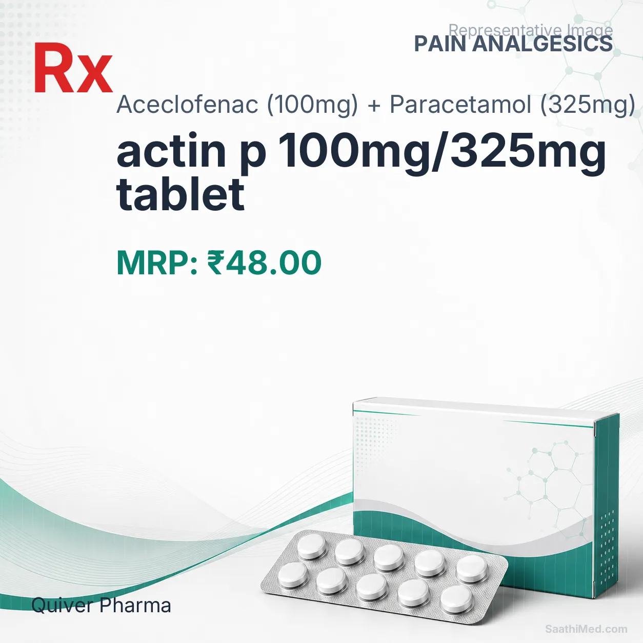 actin p 100mg/325mg tablet Allopathy (Aceclofenac (100mg)) - Uses in Hindi, Side Effects, Substitutes & Price in India