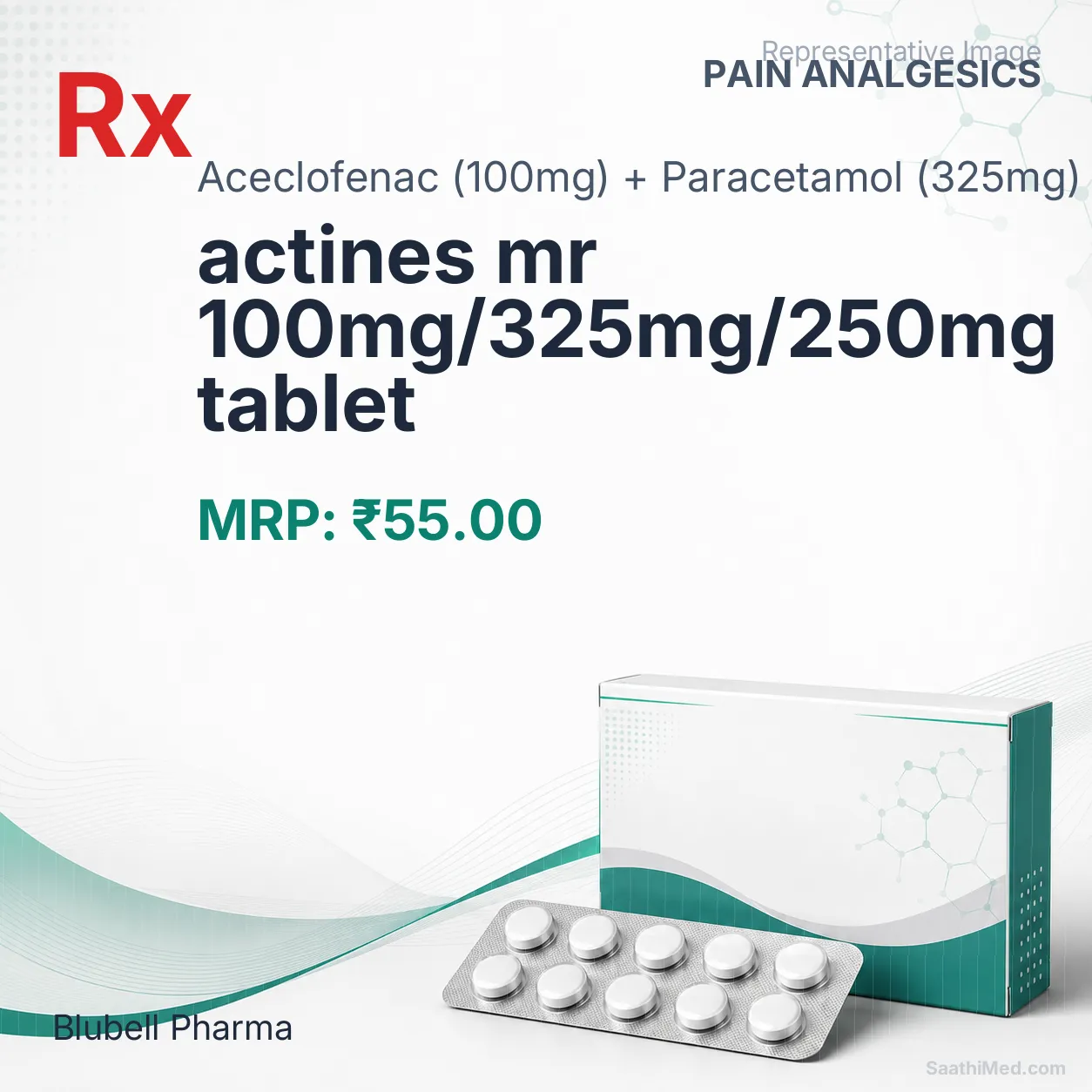 actines mr 100mg/325mg/250mg tablet Allopathy (Aceclofenac (100mg)) - Uses in Hindi, Side Effects, Substitutes & Price in India