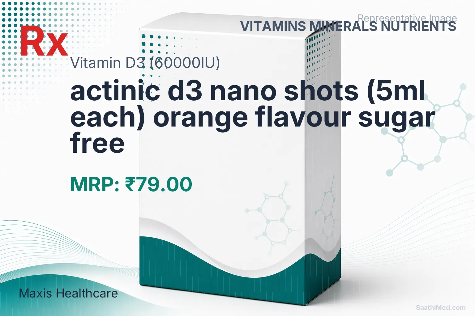 actinic d3 nano shots (5ml each) orange flavour sugar free Allopathy (Vitamin D3 (60000IU)) - Uses in Hindi, Side Effects, Substitutes & Price in India