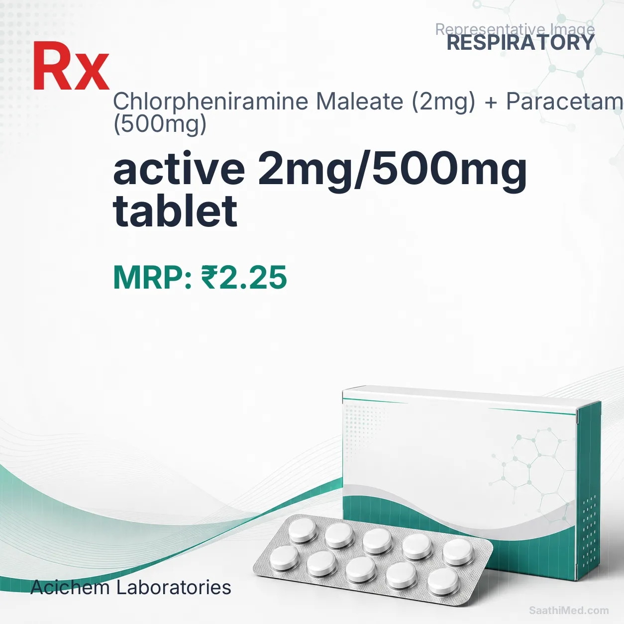 active 2mg/500mg tablet Allopathy (Chlorpheniramine Maleate (2mg)) - Uses in Hindi, Side Effects, Substitutes & Price in India