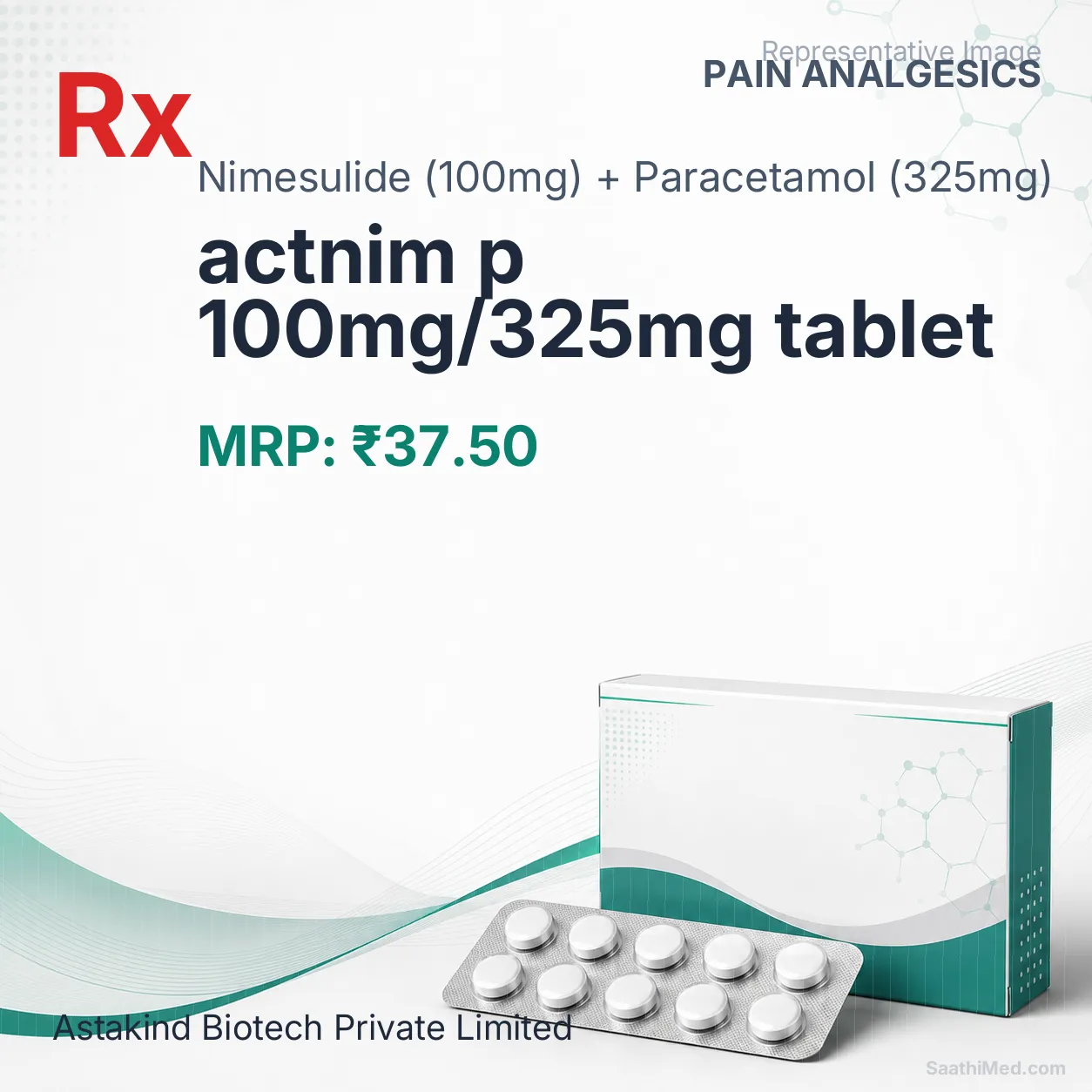 actnim p 100mg/325mg tablet Allopathy (Nimesulide (100mg)) - Uses in Hindi, Side Effects, Substitutes & Price in India