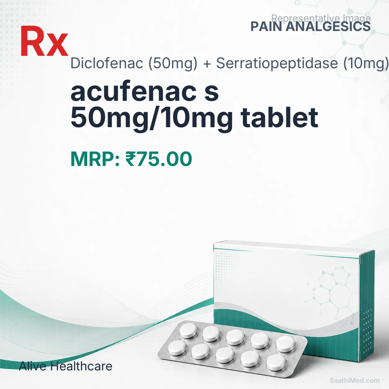 acufenac s 50mg/10mg tablet Allopathy (Diclofenac (50mg)) - Uses in Hindi, Side Effects, Substitutes & Price in India