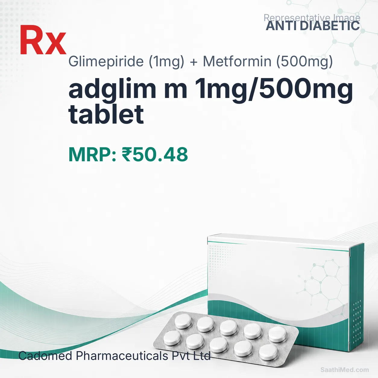 adglim m 1mg/500mg tablet Allopathy (Glimepiride (1mg)) - Uses in Hindi, Side Effects, Substitutes & Price in India