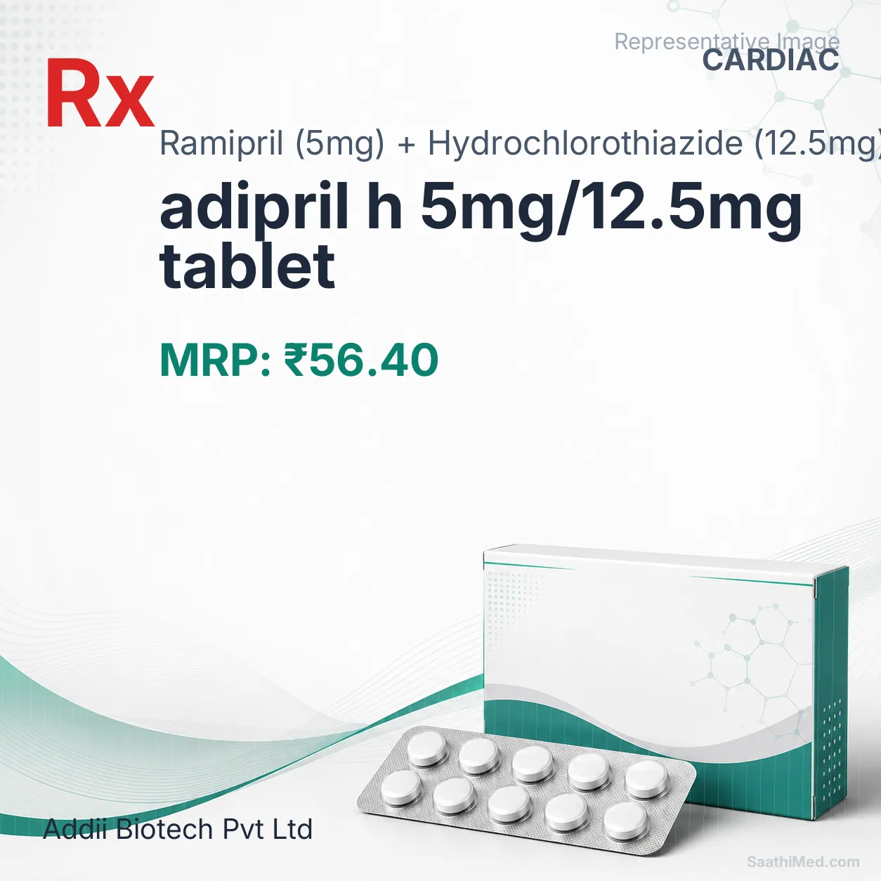adipril h 5mg/12.5mg tablet Allopathy (Ramipril (5mg)) - Uses in Hindi, Side Effects, Substitutes & Price in India