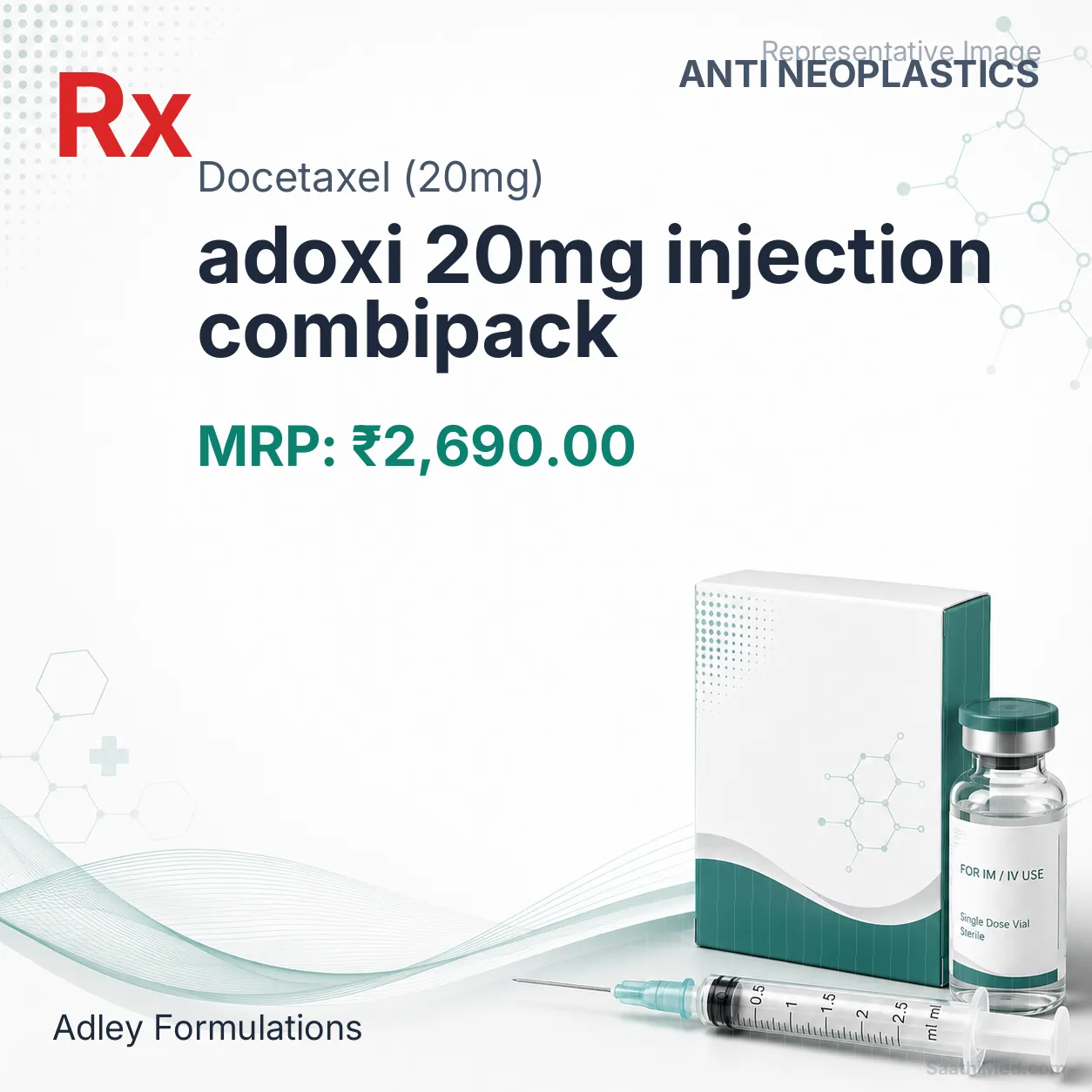 adoxi 20mg injection combipack Allopathy (Docetaxel (20mg)) - Uses in Hindi, Side Effects, Substitutes & Price in India