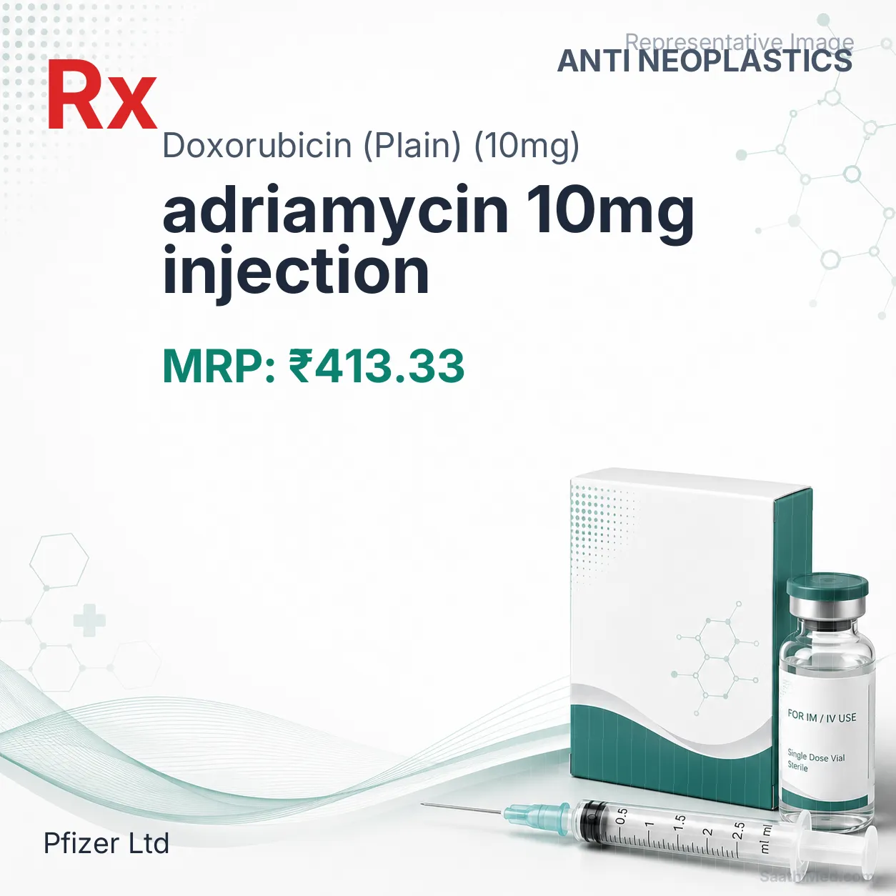 adriamycin 10mg injection Allopathy (Doxorubicin (Plain) (10mg)) - Uses in Hindi, Side Effects, Substitutes & Price in India