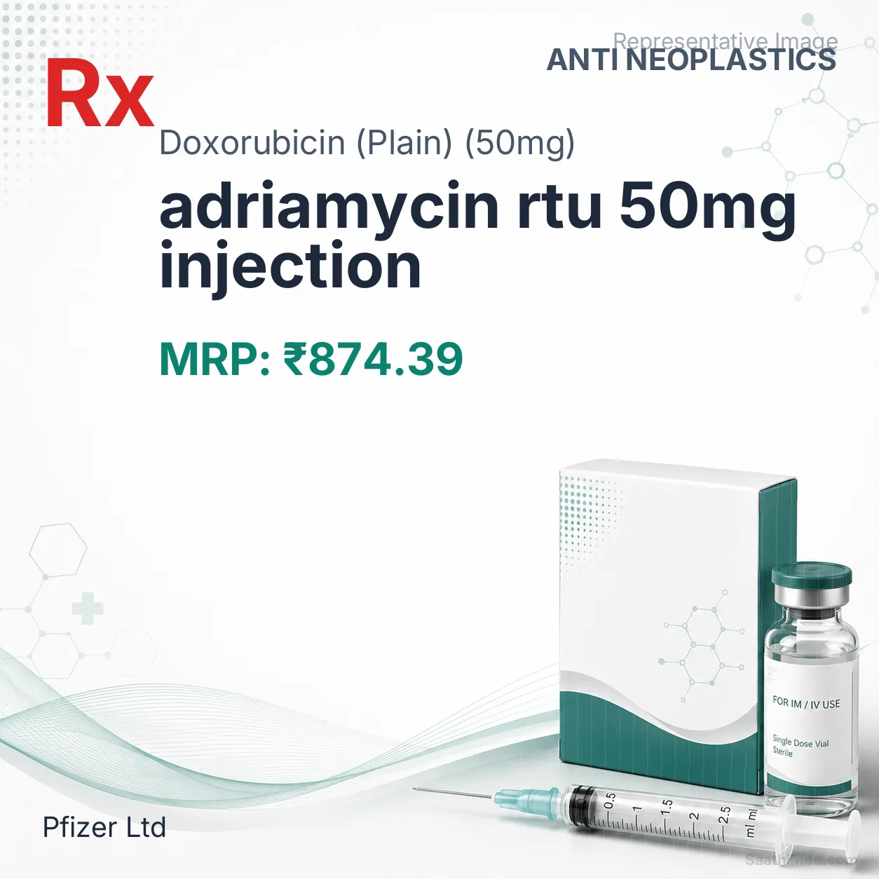 adriamycin rtu 50mg injection Allopathy (Doxorubicin (Plain) (50mg)) - Uses in Hindi, Side Effects, Substitutes & Price in India