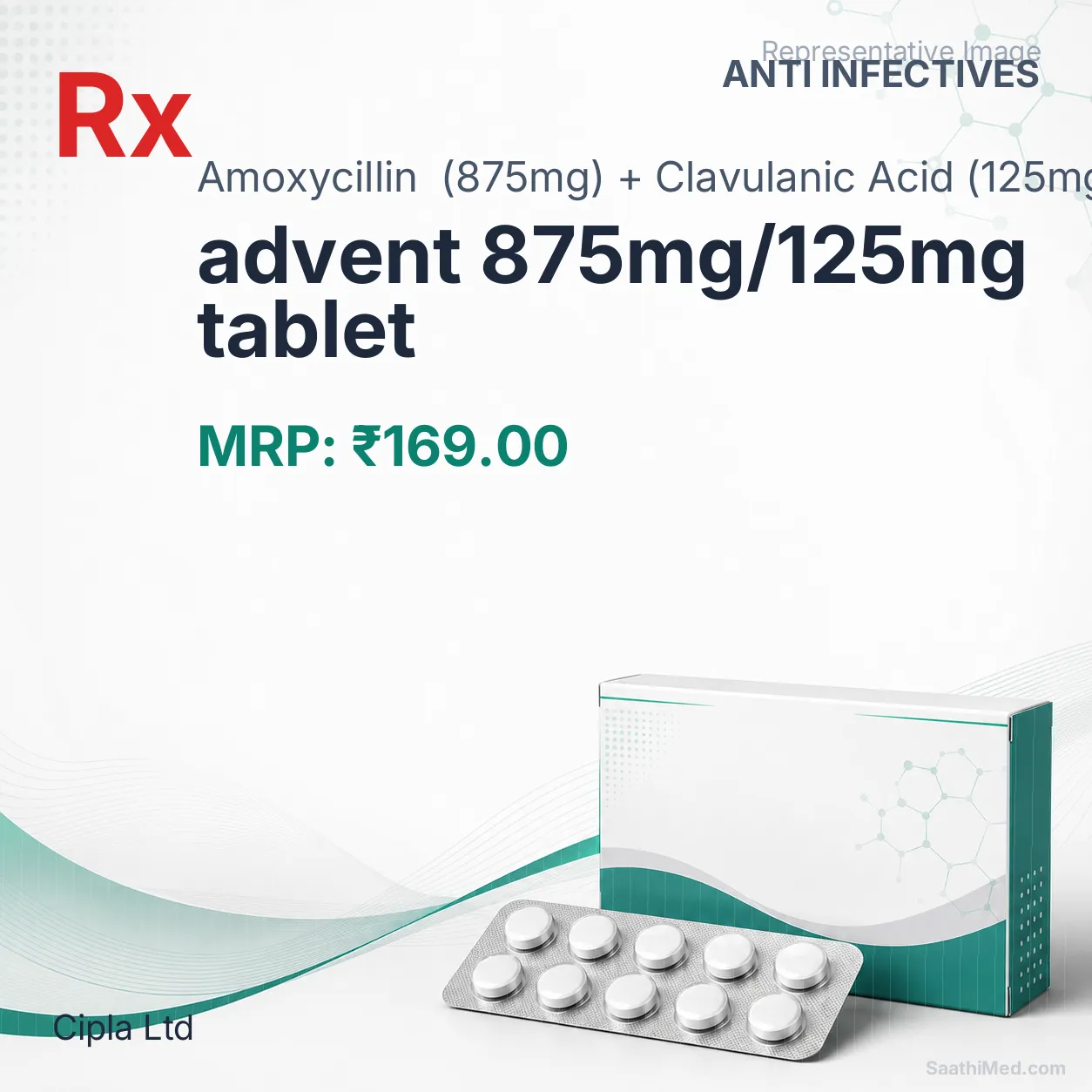 advent 875mg/125mg tablet Allopathy (Amoxycillin (875mg)) - Uses in Hindi, Side Effects, Substitutes & Price in India