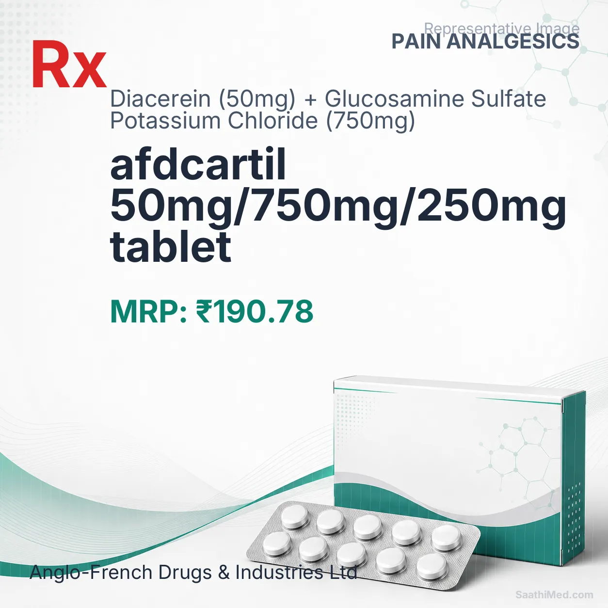 afdcartil 50mg/750mg/250mg tablet Allopathy (Diacerein (50mg)) - Uses in Hindi, Side Effects, Substitutes & Price in India