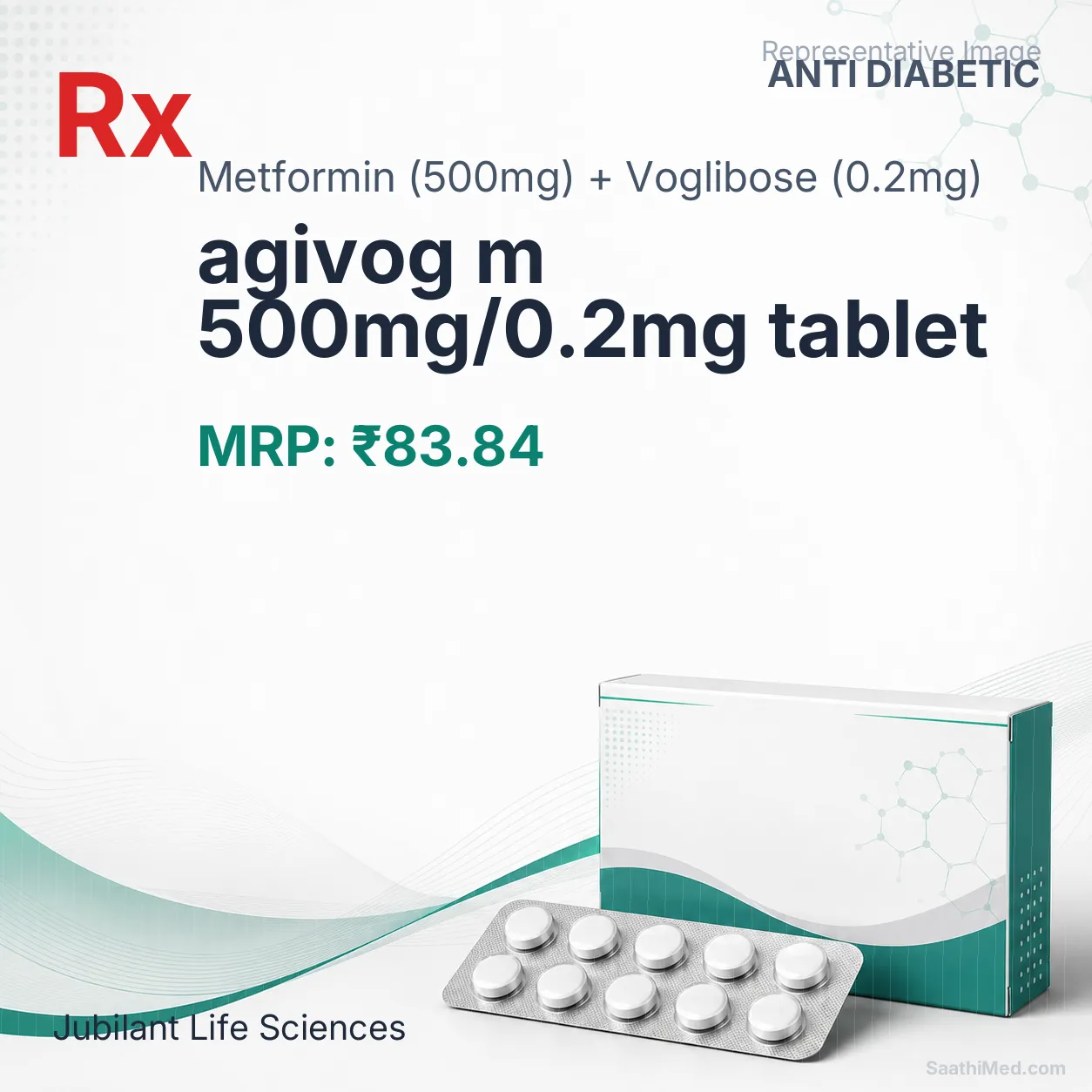 agivog m 500mg/0.2mg tablet Allopathy (Metformin (500mg)) - Uses in Hindi, Side Effects, Substitutes & Price in India