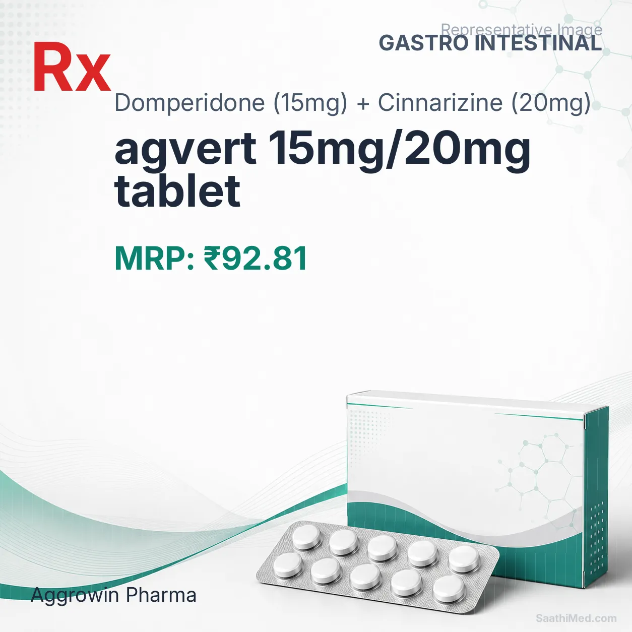 agvert 15mg/20mg tablet Allopathy (Domperidone (15mg)) - Uses in Hindi, Side Effects, Substitutes & Price in India