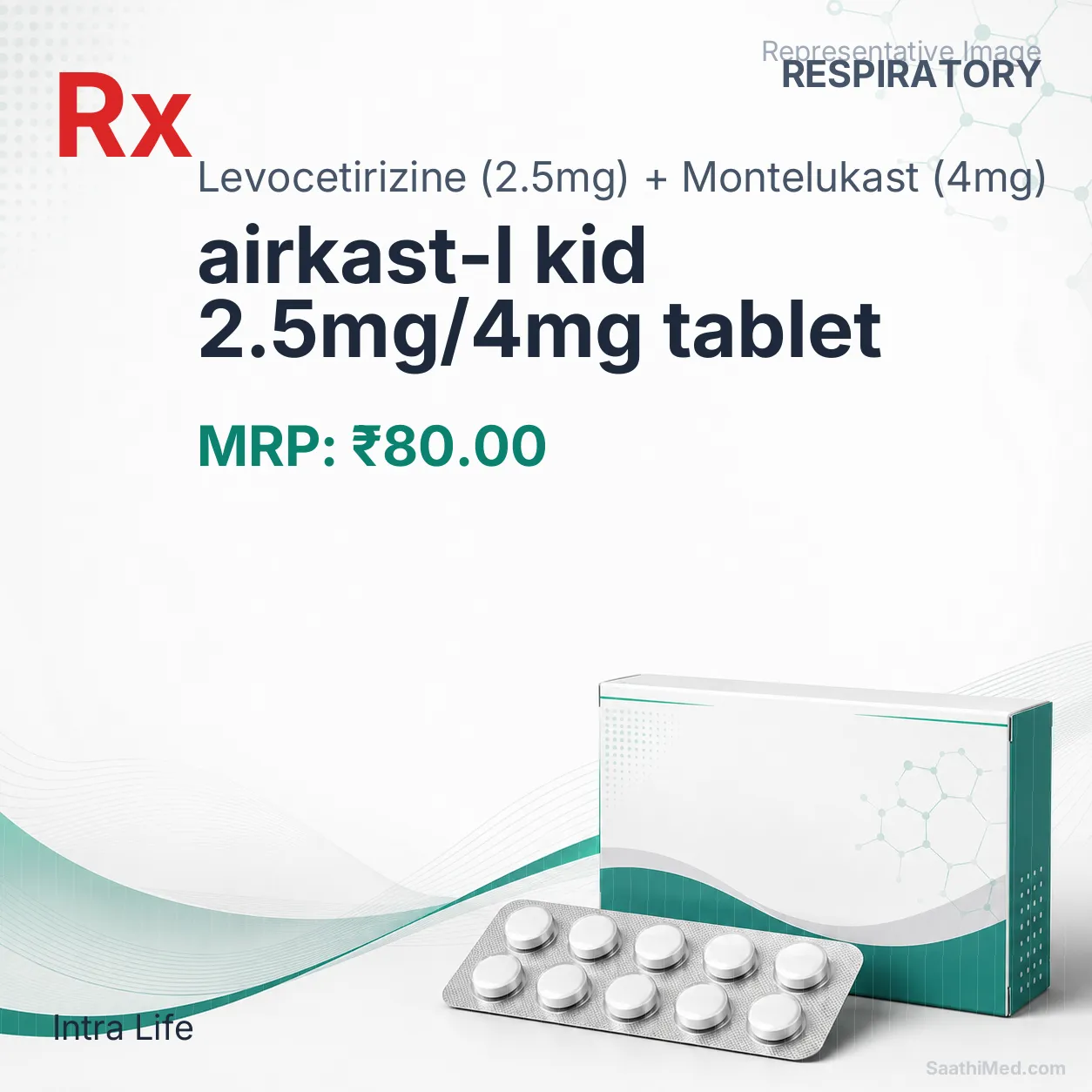 airkast-l kid 2.5mg/4mg tablet Allopathy (Levocetirizine (2.5mg)) - Uses in Hindi, Side Effects, Substitutes & Price in India