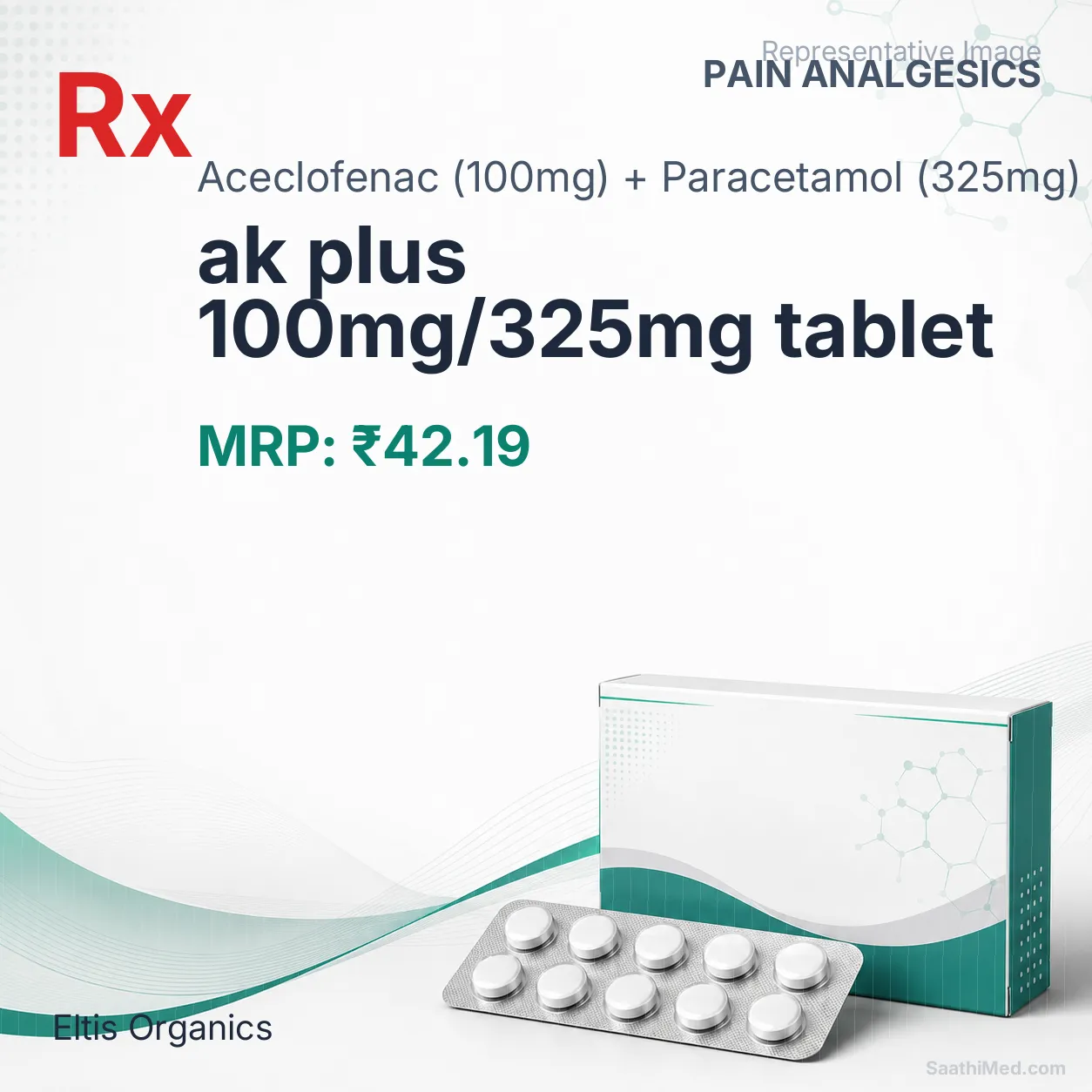 ak plus 100mg/325mg tablet Allopathy (Aceclofenac (100mg)) - Uses in Hindi, Side Effects, Substitutes & Price in India