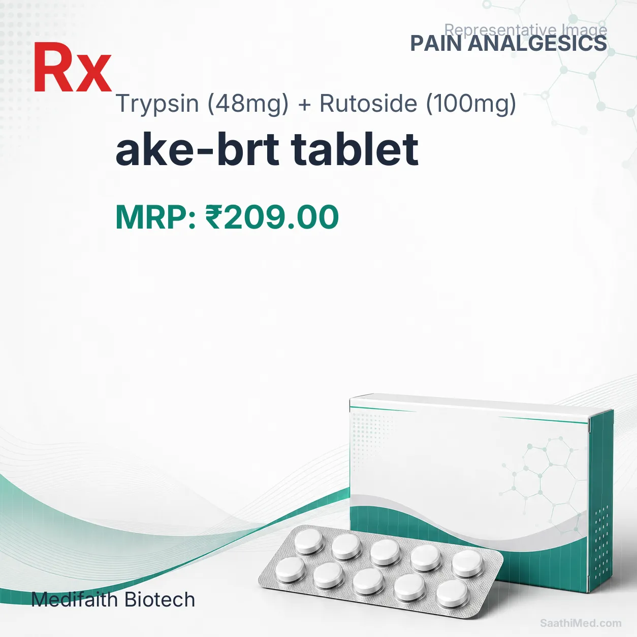 ake-brt tablet Allopathy (Trypsin (48mg)) - Uses in Hindi, Side Effects, Substitutes & Price in India