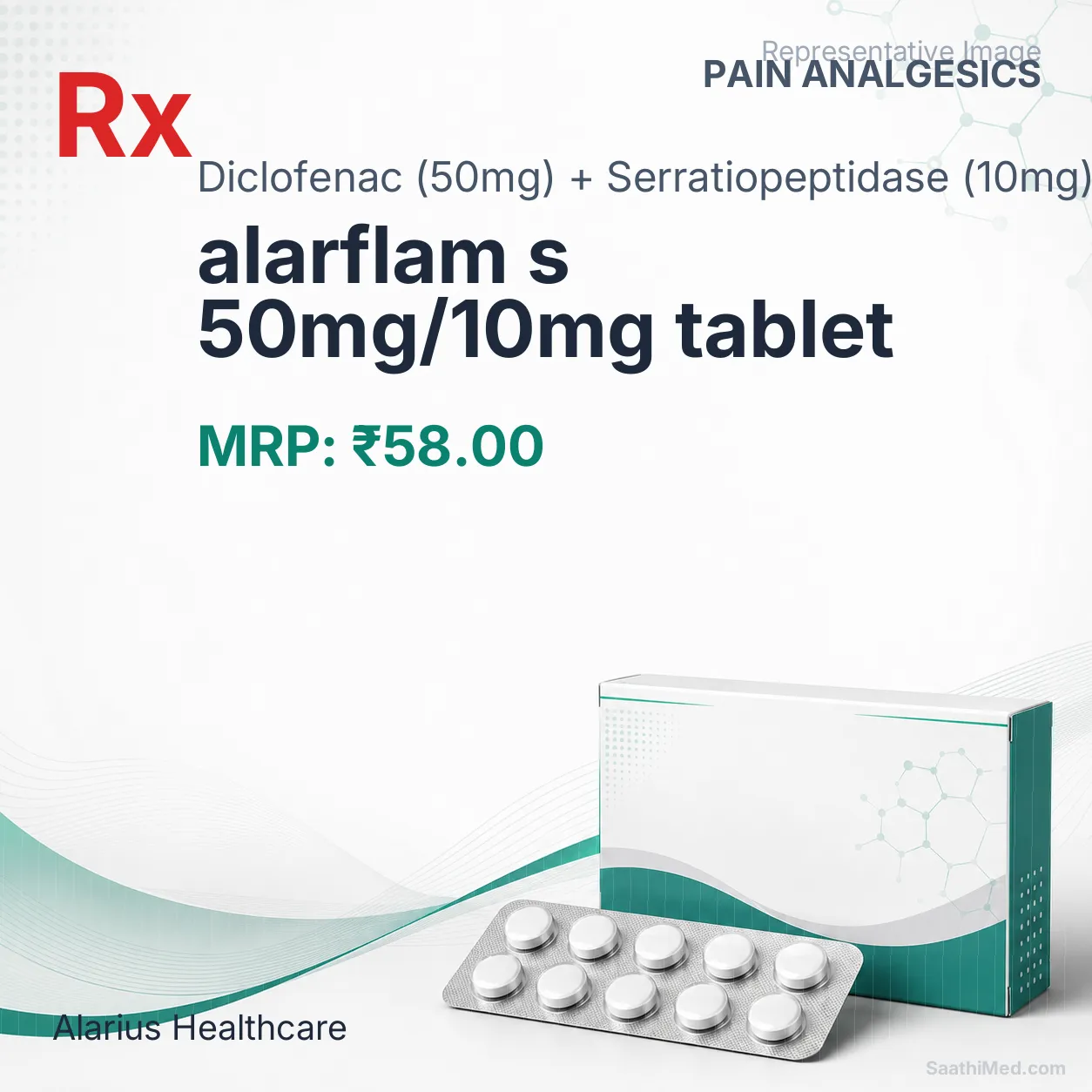 alarflam s 50mg/10mg tablet Allopathy (Diclofenac (50mg)) - Uses in Hindi, Side Effects, Substitutes & Price in India