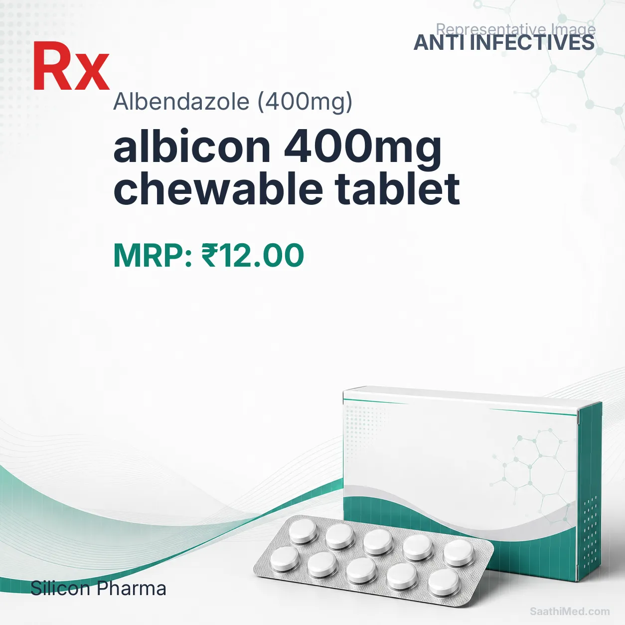 albicon 400mg chewable tablet Allopathy (Albendazole (400mg)) - Uses in Hindi, Side Effects, Substitutes & Price in India