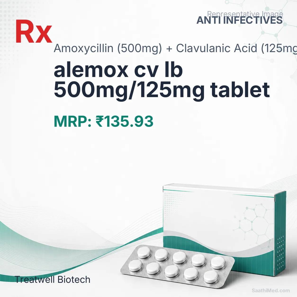 alemox cv lb 500mg/125mg tablet Allopathy (Amoxycillin (500mg)) - Uses in Hindi, Side Effects, Substitutes & Price in India