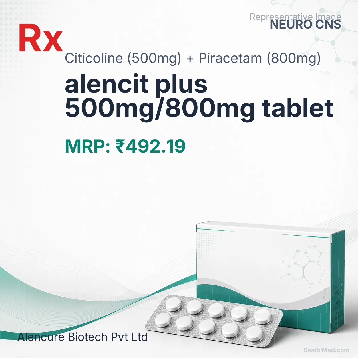 alencit plus 500mg/800mg tablet Allopathy (Citicoline (500mg)) - Uses in Hindi, Side Effects, Substitutes & Price in India