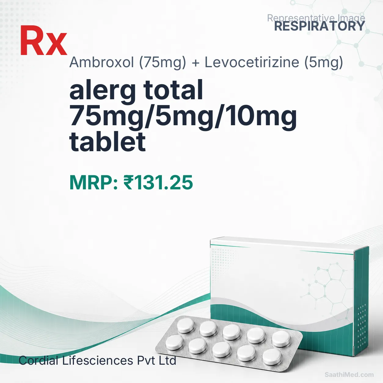 alerg total 75mg/5mg/10mg tablet Allopathy (Ambroxol (75mg)) - Uses in Hindi, Side Effects, Substitutes & Price in India