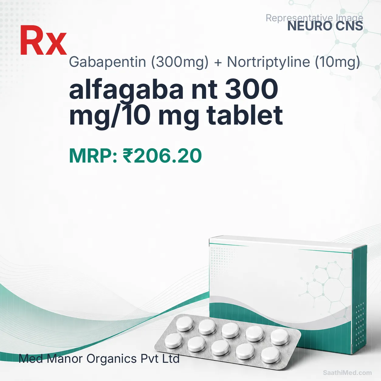 alfagaba nt 300 mg/10 mg tablet - Gabapentin (300mg) + Nortriptyline (10mg) medicine