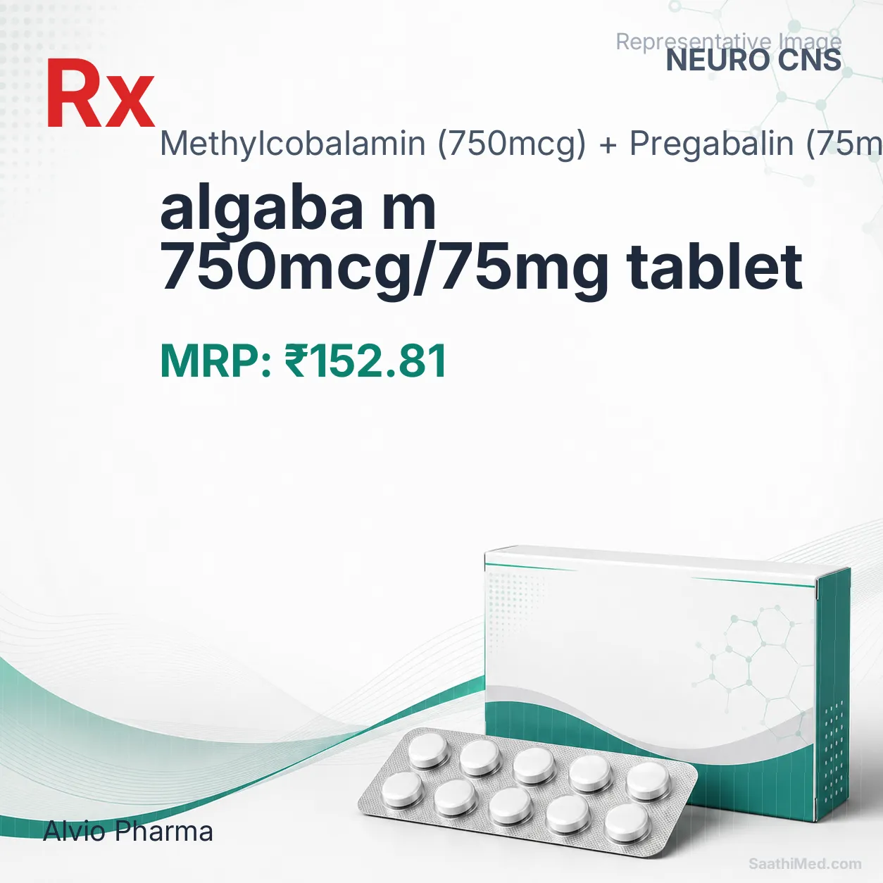 algaba m 750mcg/75mg tablet Allopathy (Methylcobalamin (750mcg)) - Uses in Hindi, Side Effects, Substitutes & Price in India