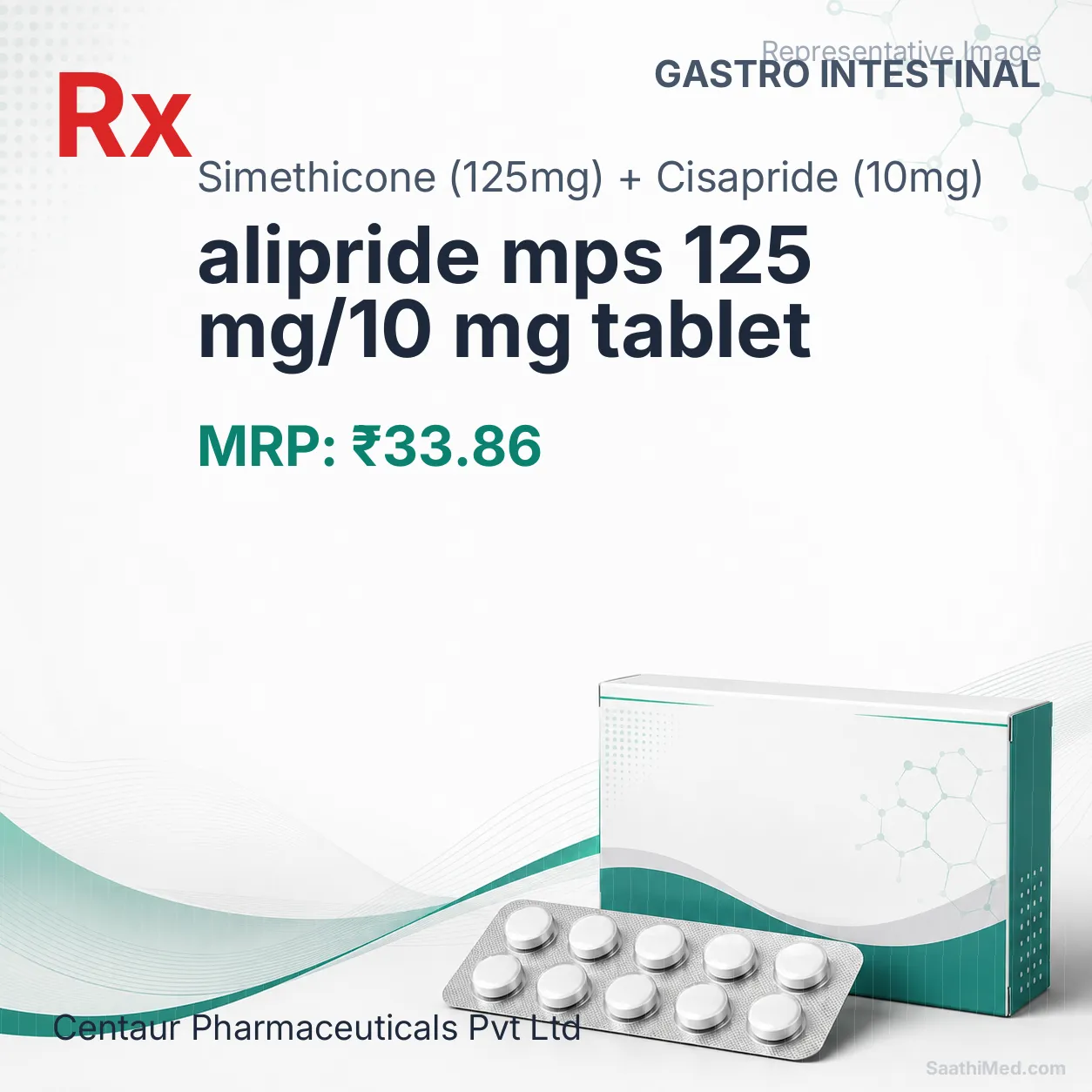 alipride mps 125 mg/10 mg tablet Allopathy (Simethicone (125mg)) - Uses in Hindi, Side Effects, Substitutes & Price in India