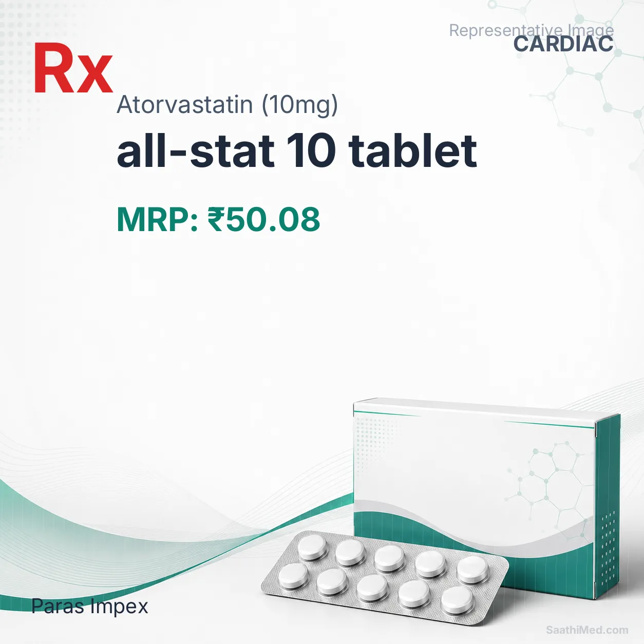 all-stat 10 tablet Allopathy (Atorvastatin (10mg)) - Uses in Hindi, Side Effects, Substitutes & Price in India