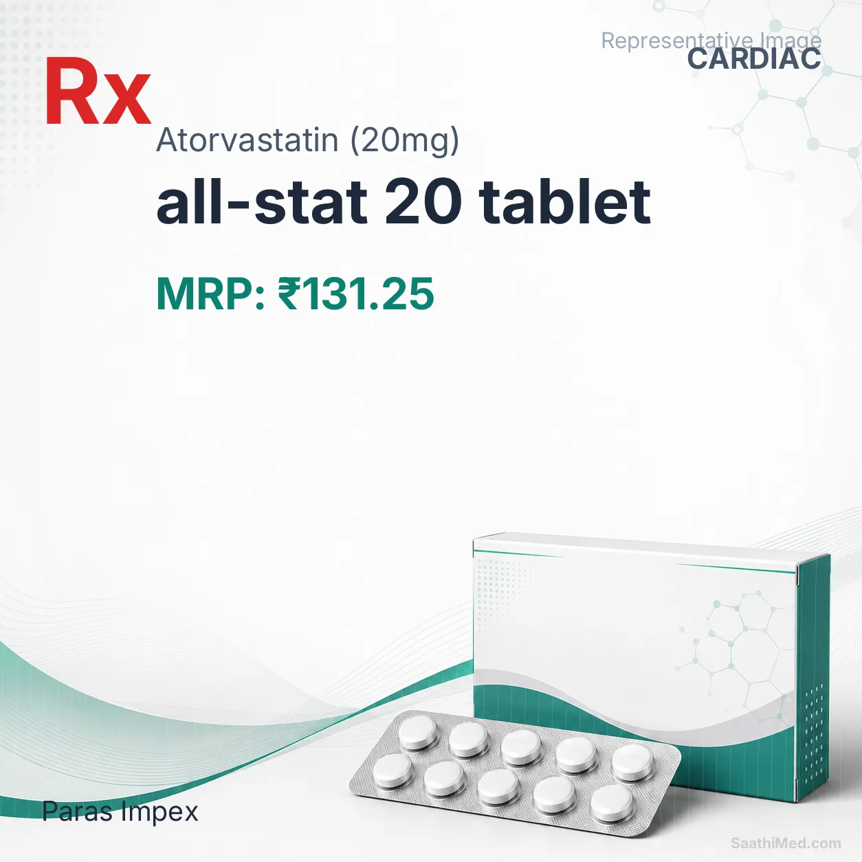 all-stat 20 tablet Allopathy (Atorvastatin (20mg)) - Uses in Hindi, Side Effects, Substitutes & Price in India
