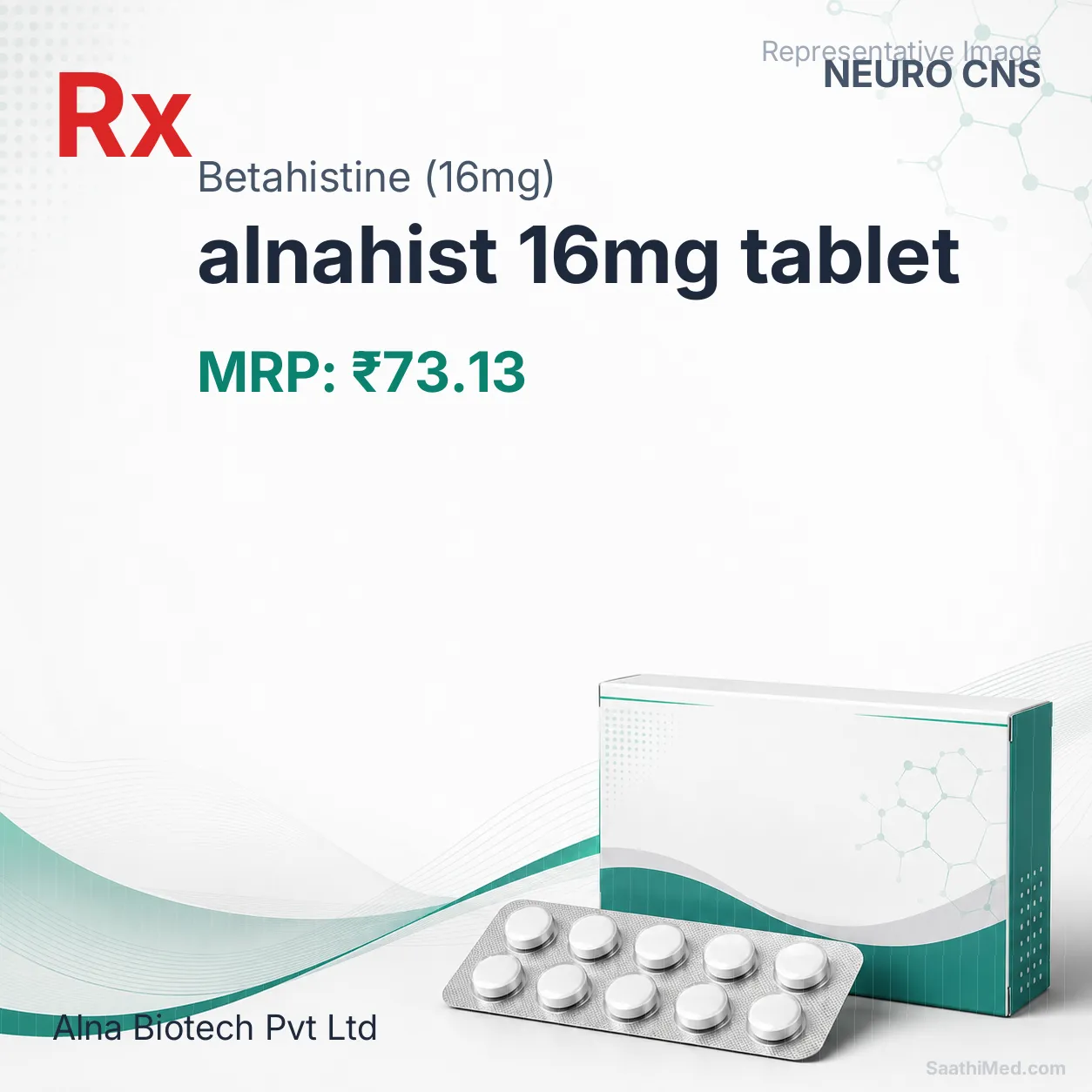 alnahist 16mg tablet Allopathy (Betahistine (16mg)) - Uses in Hindi, Side Effects, Substitutes & Price in India