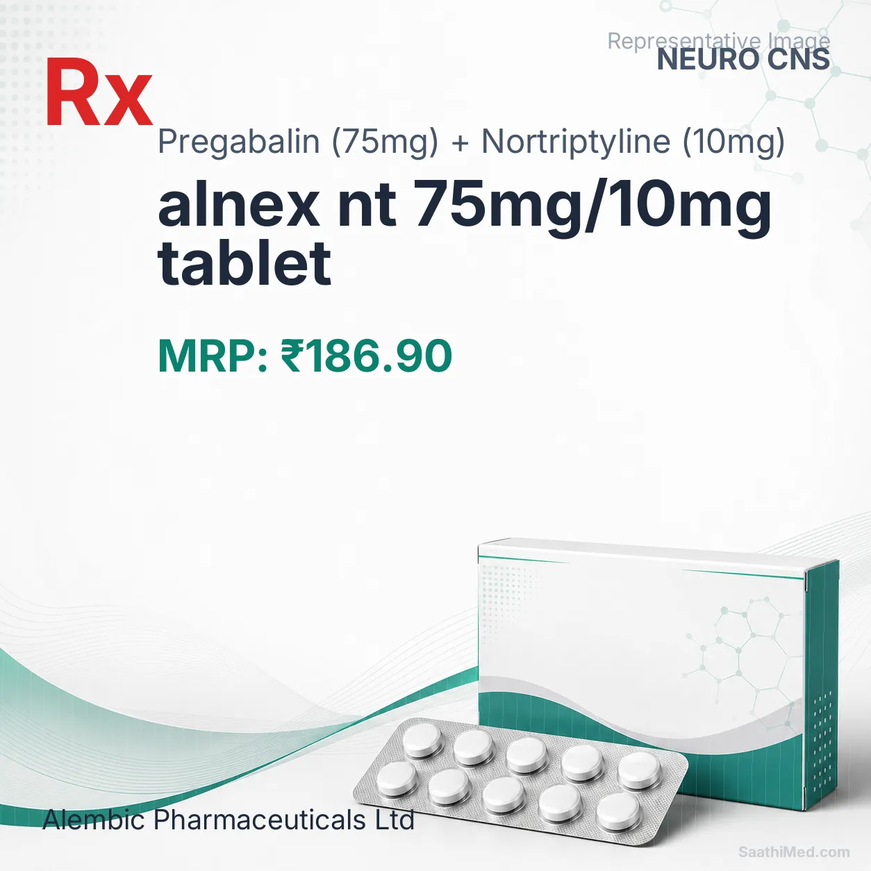 alnex nt 75mg/10mg tablet Allopathy (Pregabalin (75mg)) - Uses in Hindi, Side Effects, Substitutes & Price in India