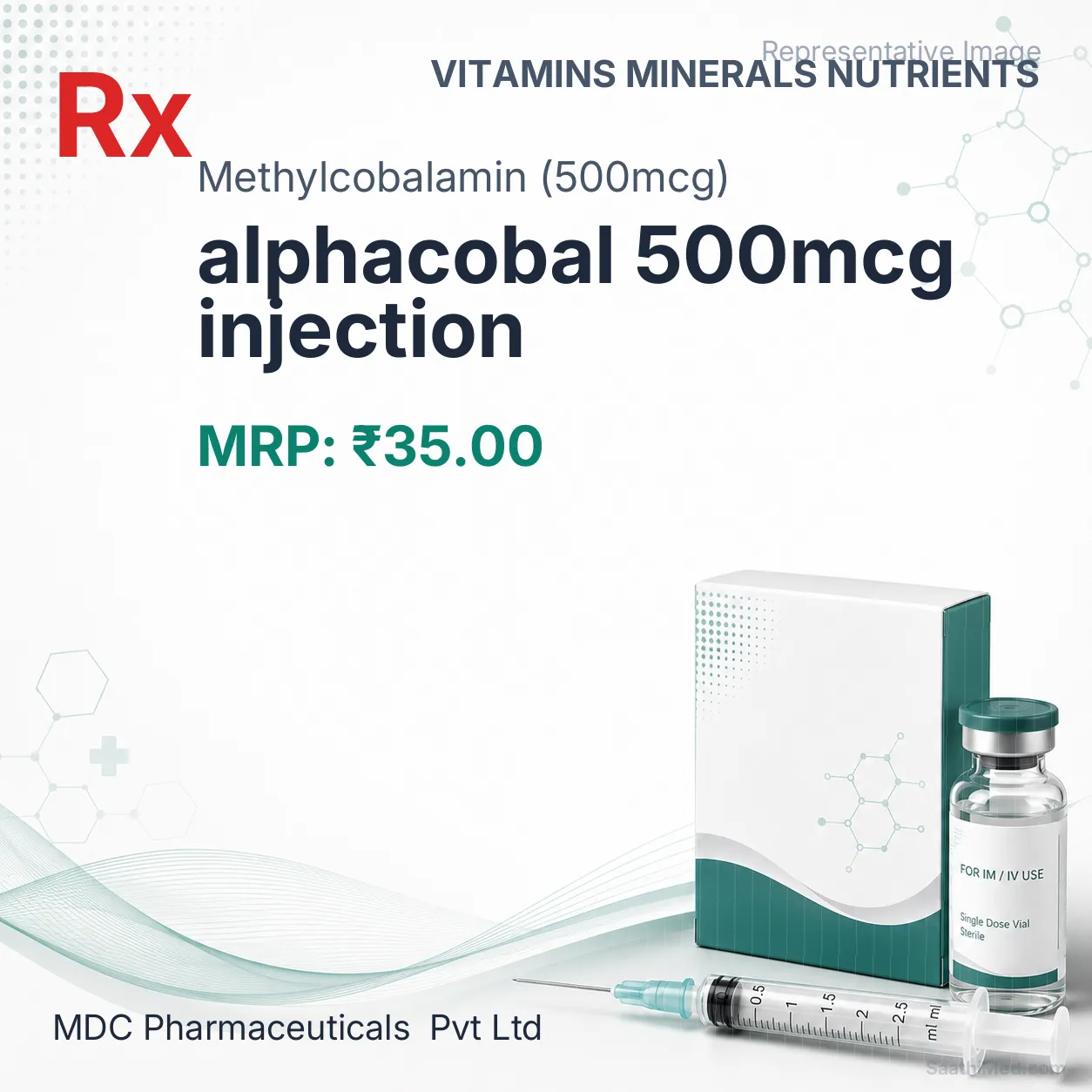 alphacobal 500mcg injection Allopathy (Methylcobalamin (500mcg)) - Uses in Hindi, Side Effects, Substitutes & Price in India