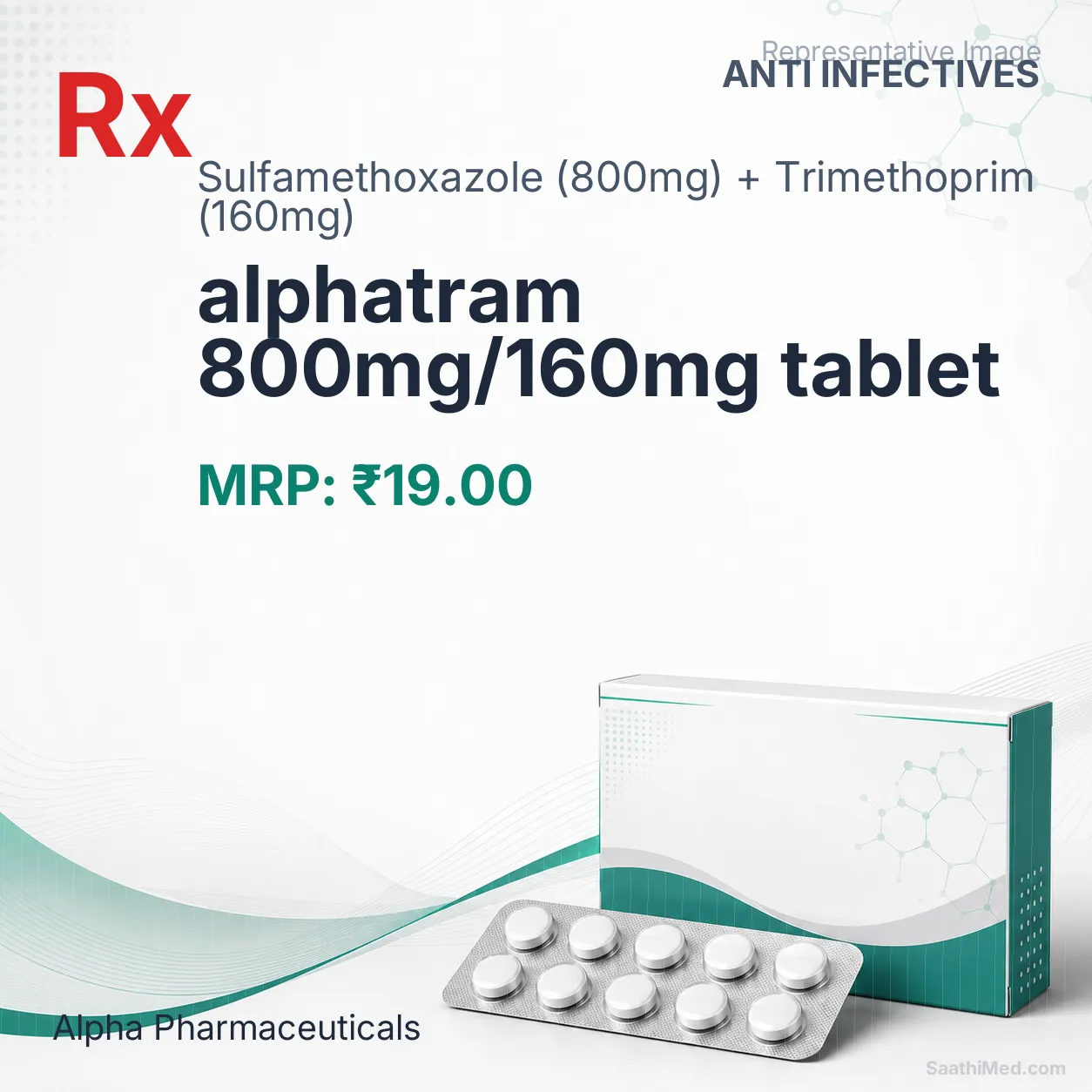 alphatram 800mg/160mg tablet Allopathy (Sulfamethoxazole (800mg)) - Uses in Hindi, Side Effects, Substitutes & Price in India