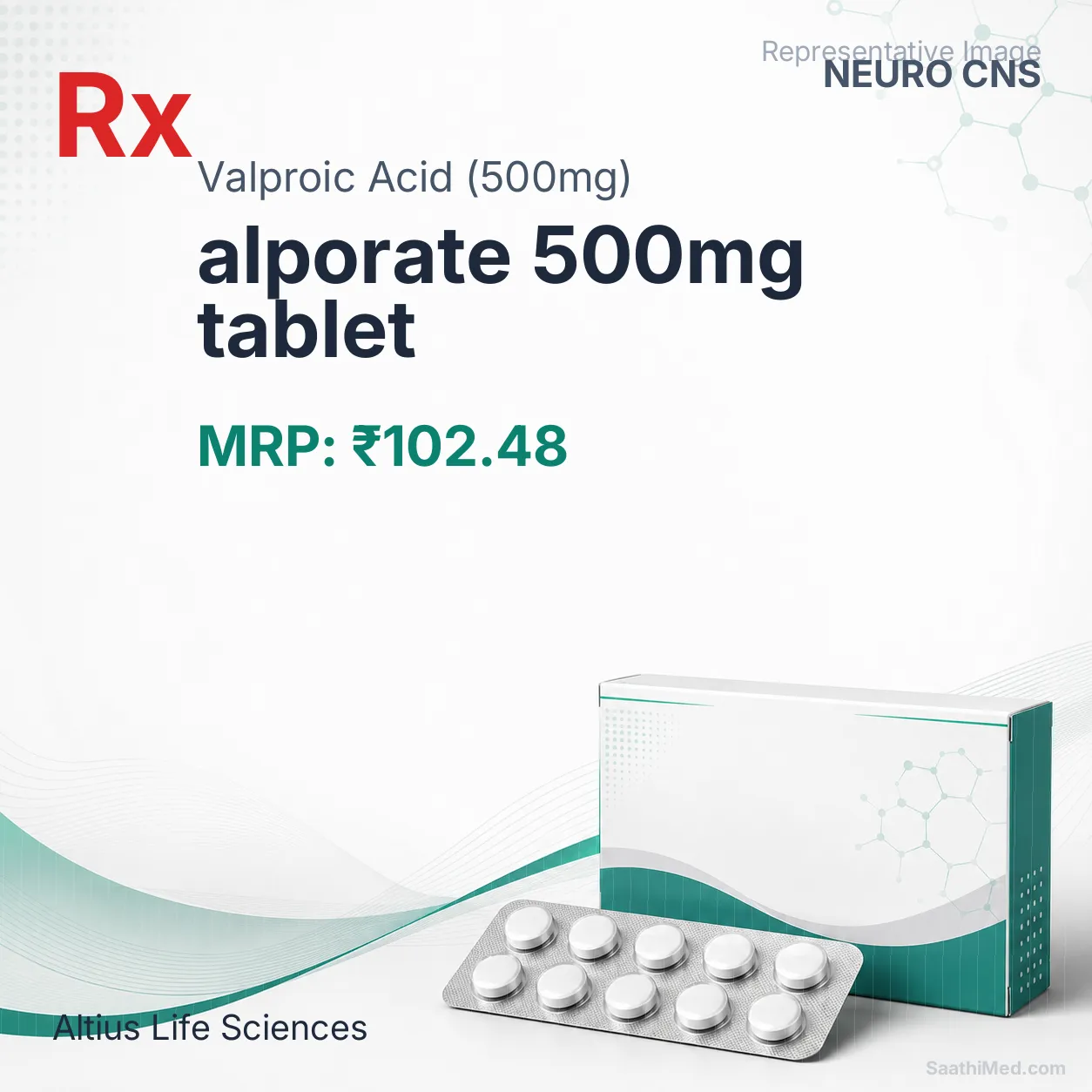 alporate 500mg tablet Allopathy (Valproic Acid (500mg)) - Uses in Hindi, Side Effects, Substitutes & Price in India