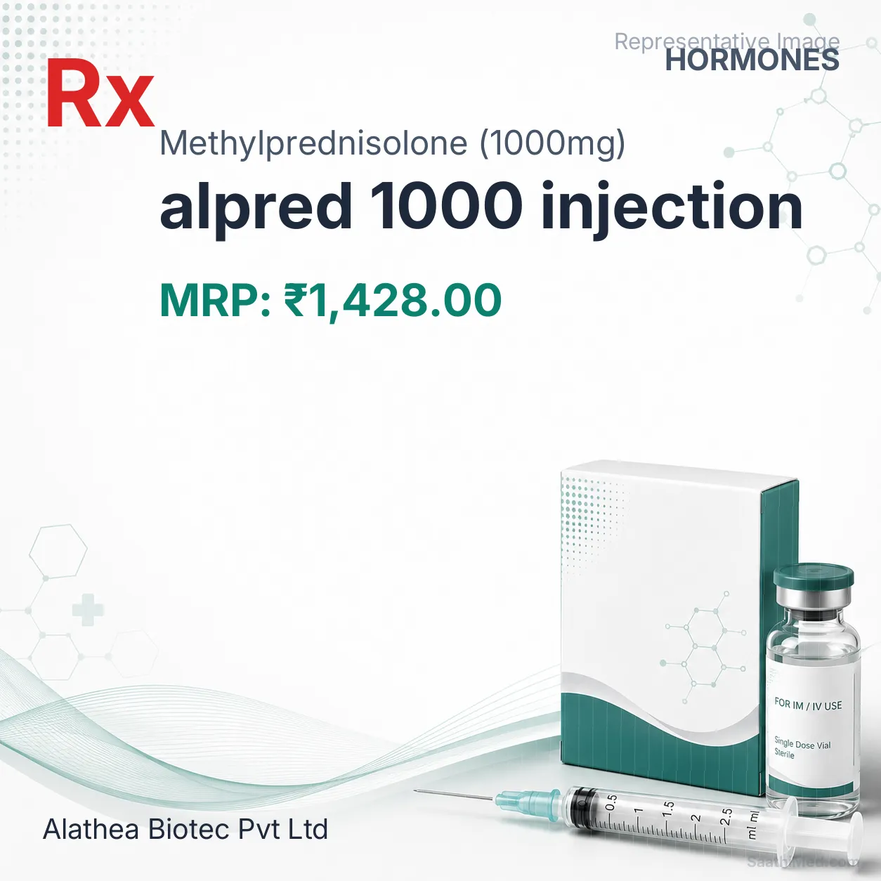 alpred 1000 injection Allopathy (Methylprednisolone (1000mg)) - Uses in Hindi, Side Effects, Substitutes & Price in India