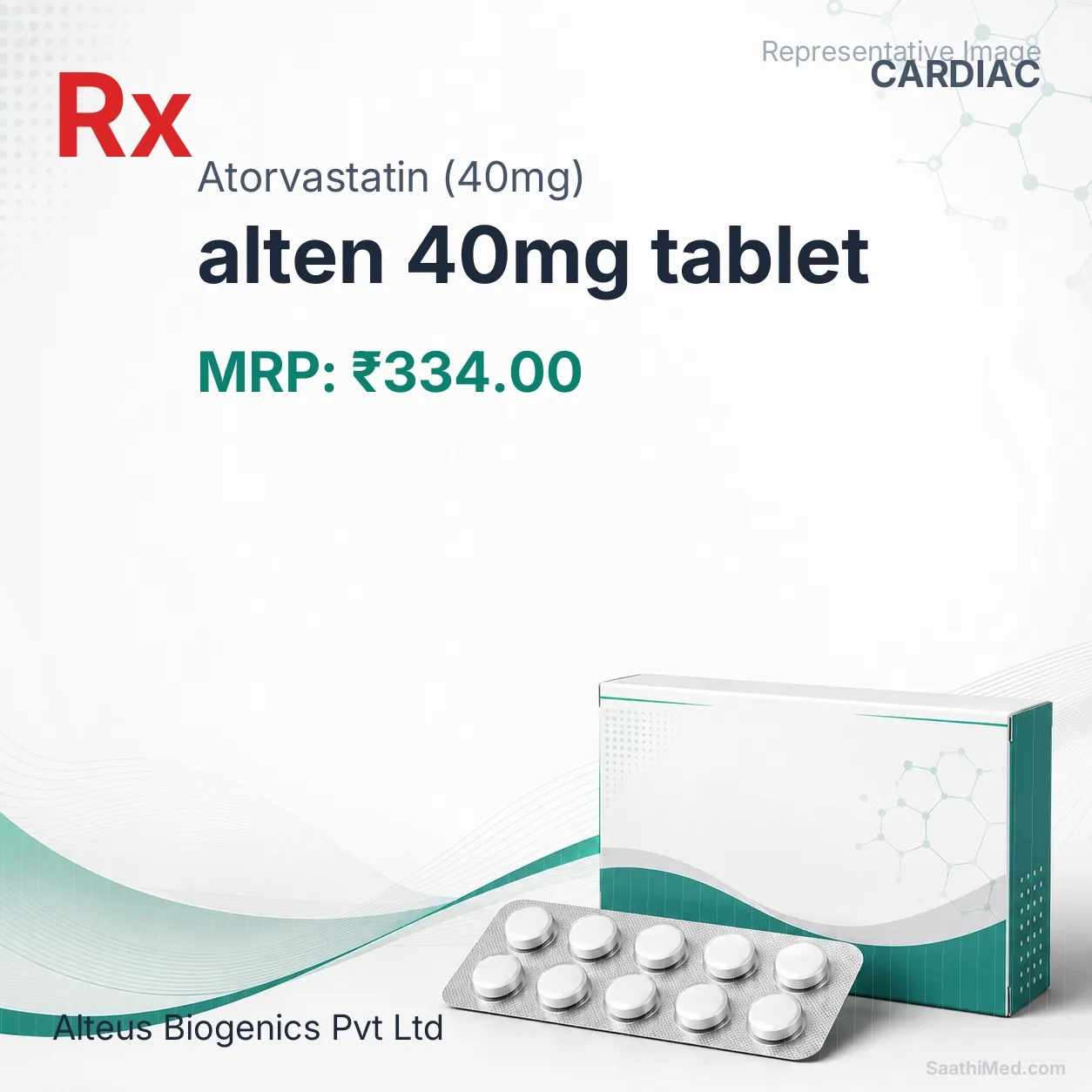 alten 40mg tablet Allopathy (Atorvastatin (40mg)) - Uses in Hindi, Side Effects, Substitutes & Price in India