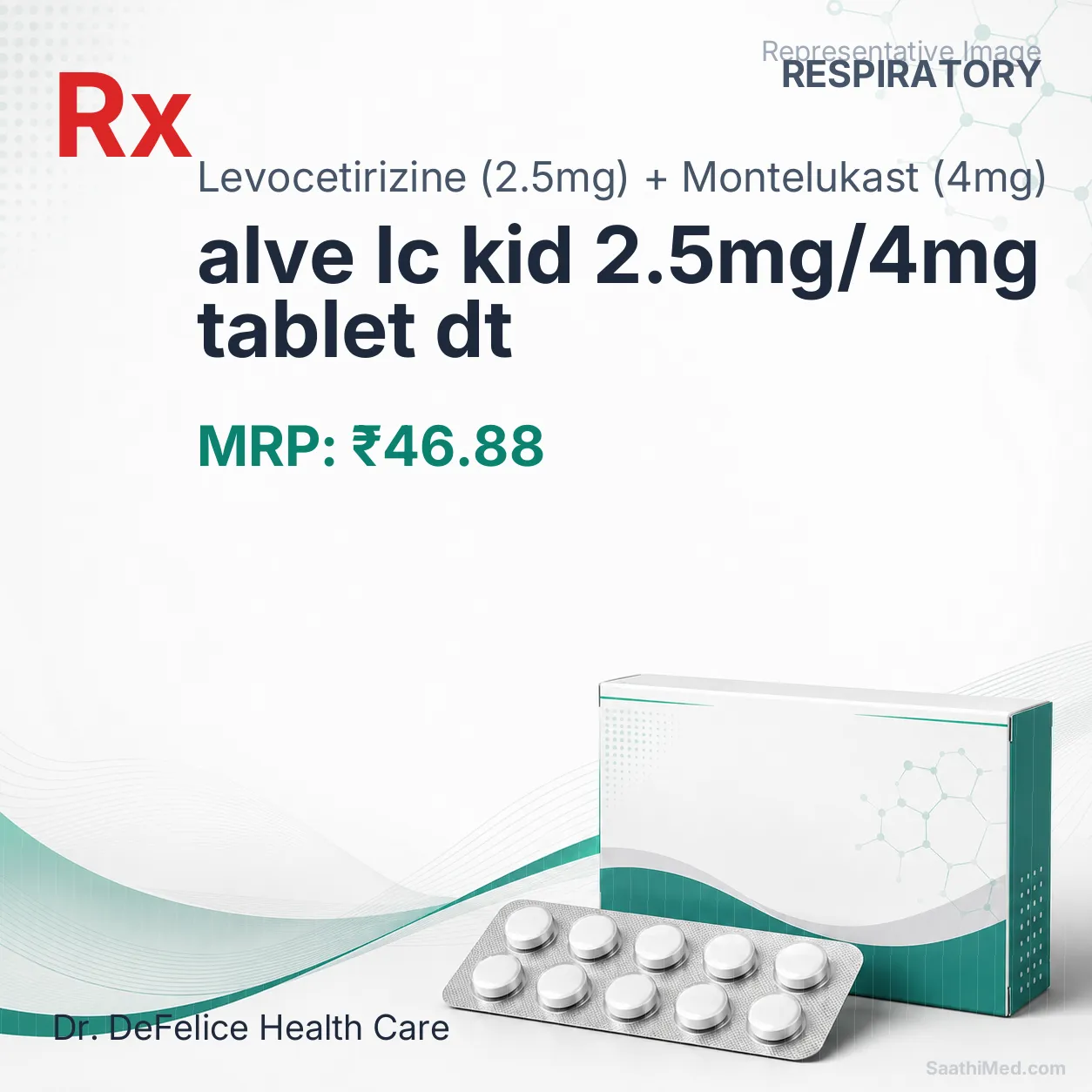 alve lc kid 2.5mg/4mg tablet dt Allopathy (Levocetirizine (2.5mg)) - Uses in Hindi, Side Effects, Substitutes & Price in India