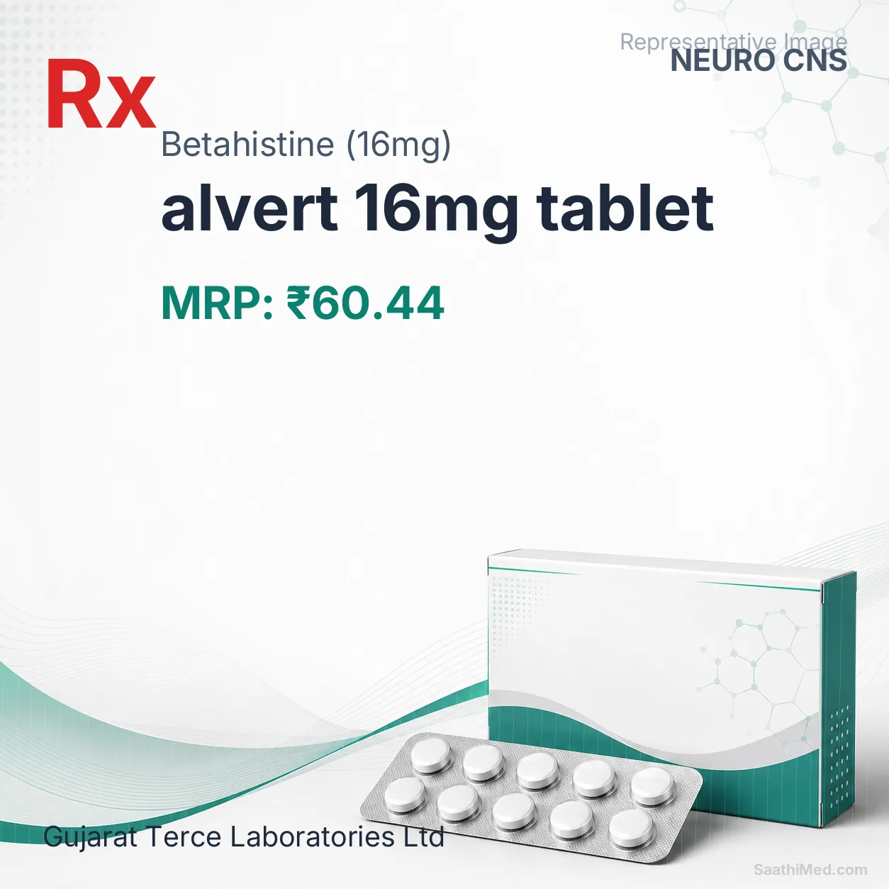 alvert 16mg tablet Allopathy (Betahistine (16mg)) - Uses in Hindi, Side Effects, Substitutes & Price in India