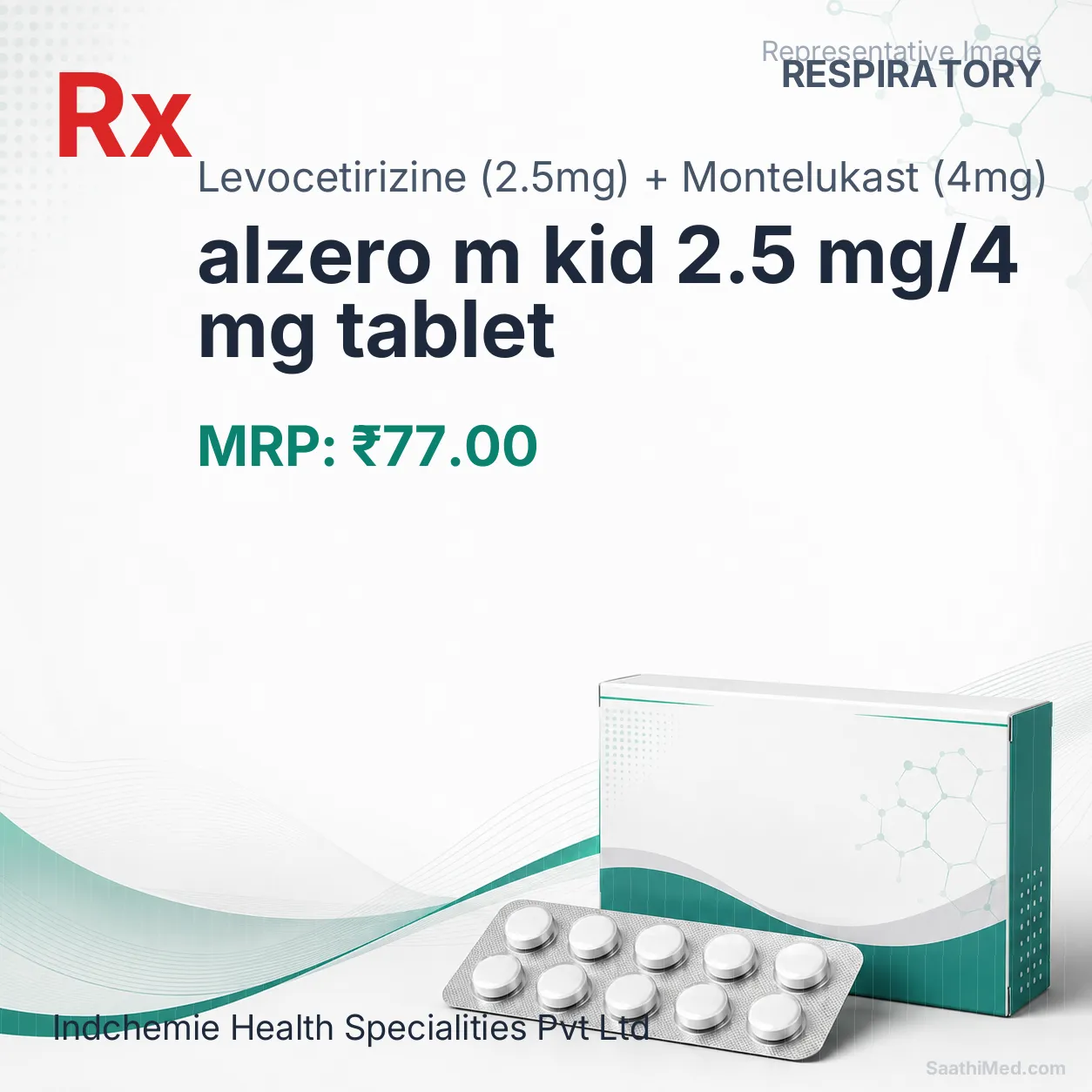 alzero m kid 2.5 mg/4 mg tablet Allopathy (Levocetirizine (2.5mg)) - Uses in Hindi, Side Effects, Substitutes & Price in India
