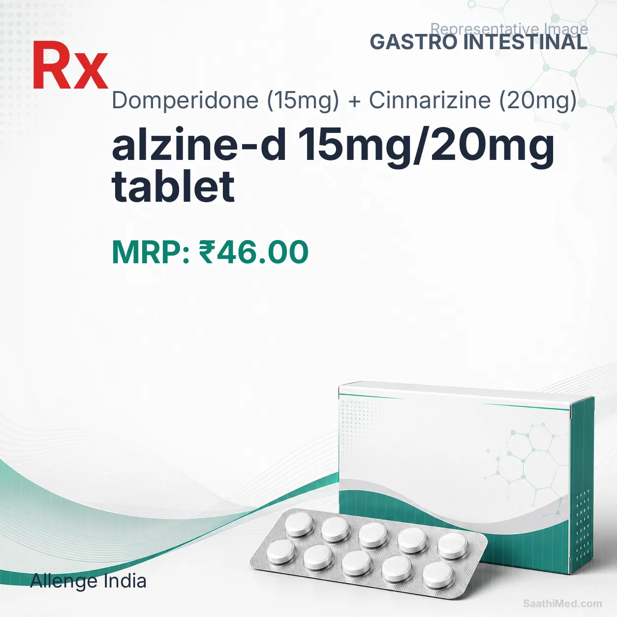 alzine-d 15mg/20mg tablet Allopathy (Domperidone (15mg)) - Uses in Hindi, Side Effects, Substitutes & Price in India