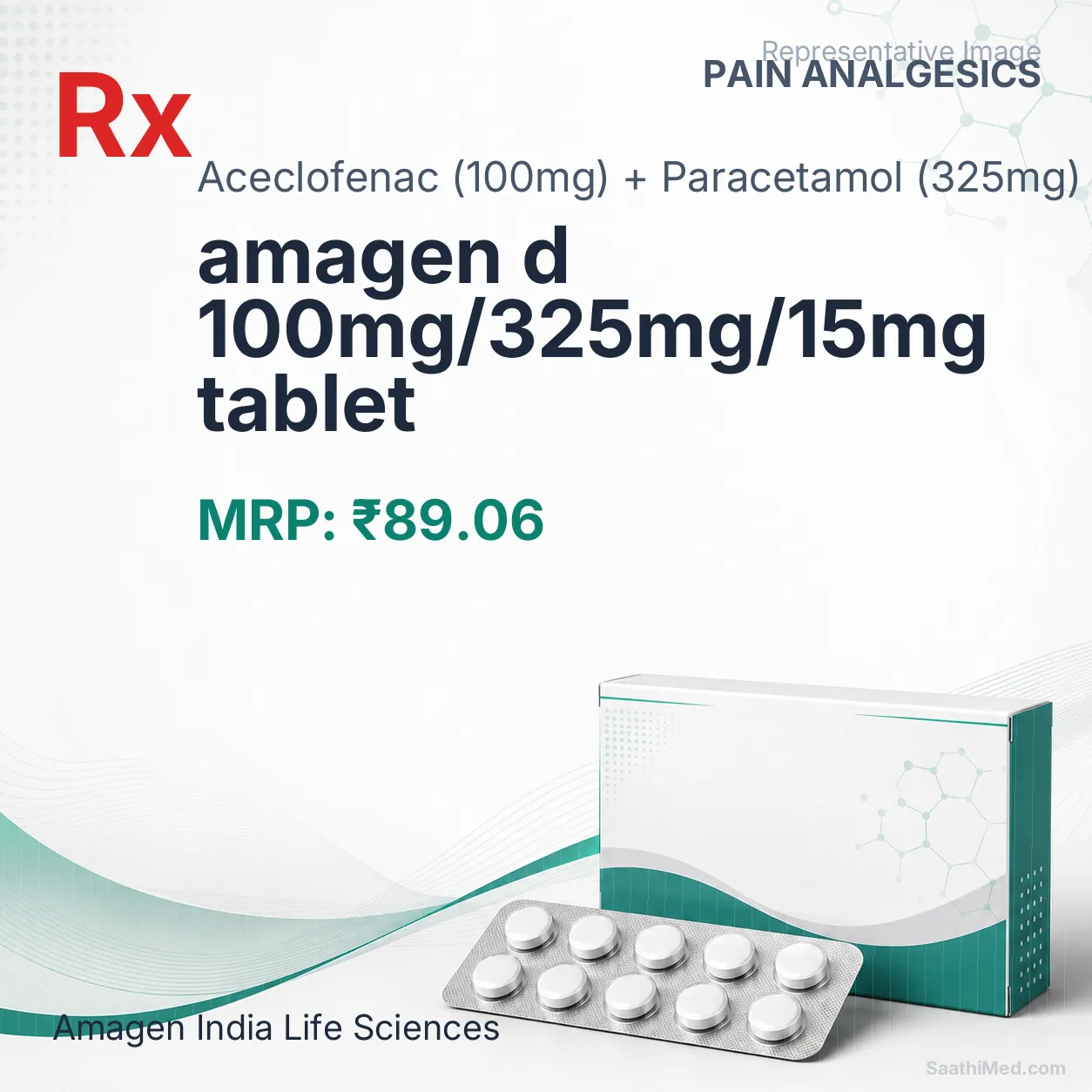 amagen d 100mg/325mg/15mg tablet Allopathy (Aceclofenac (100mg)) - Uses in Hindi, Side Effects, Substitutes & Price in India